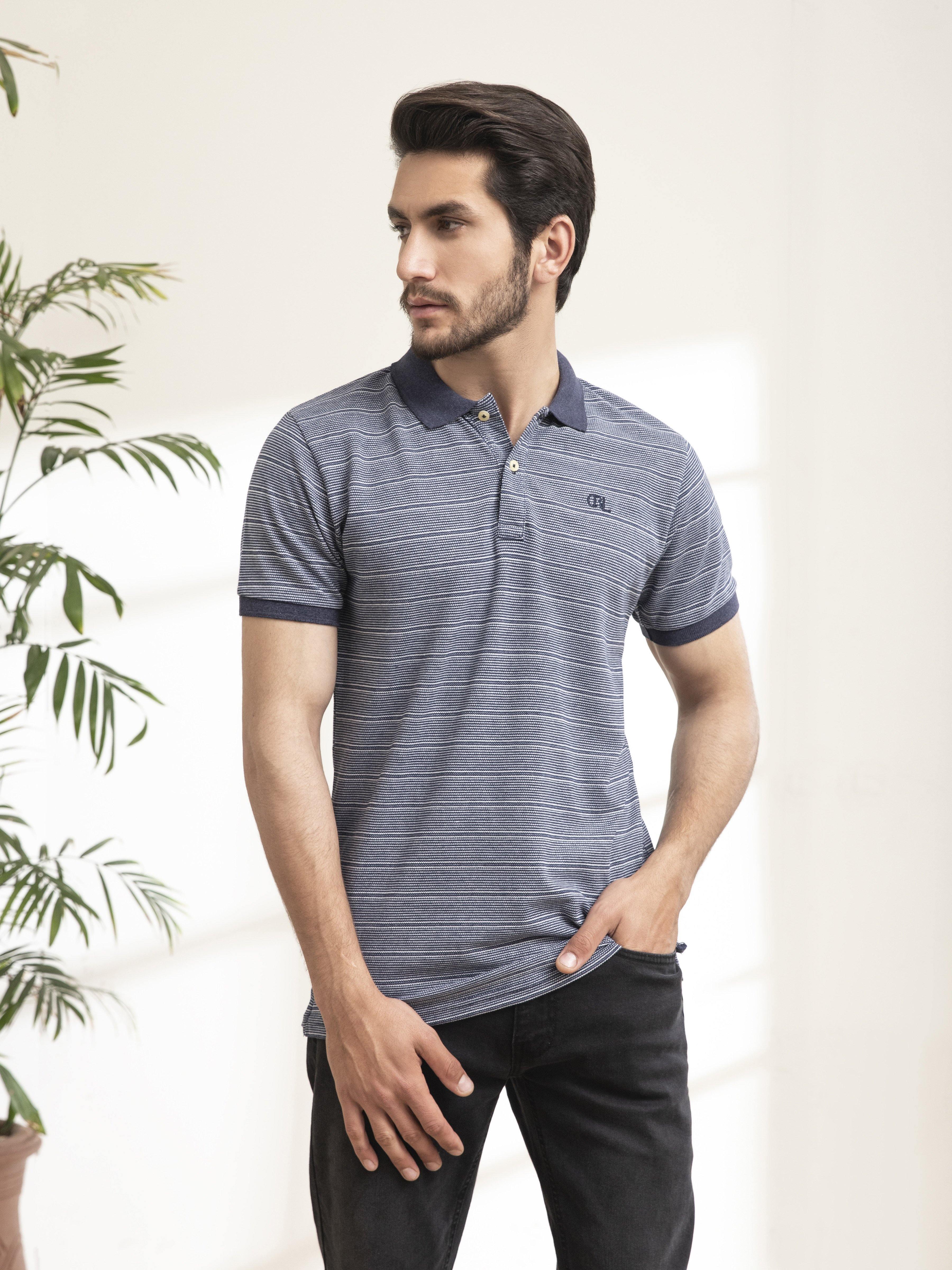 POLO SHIRT NAVY WHITE at Charcoal Clothing