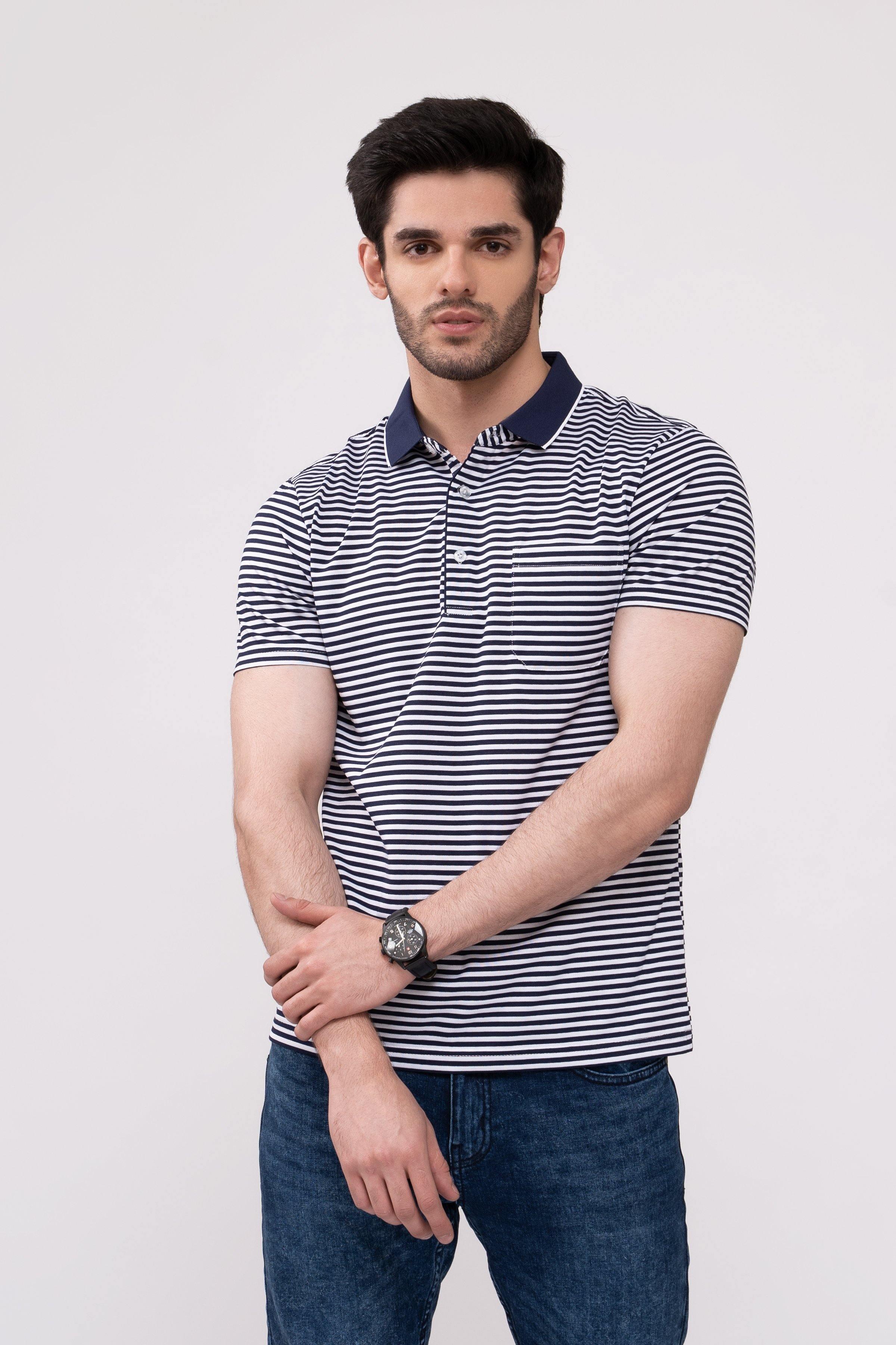 POLO SHIRT NAVY WHITE at Charcoal Clothing