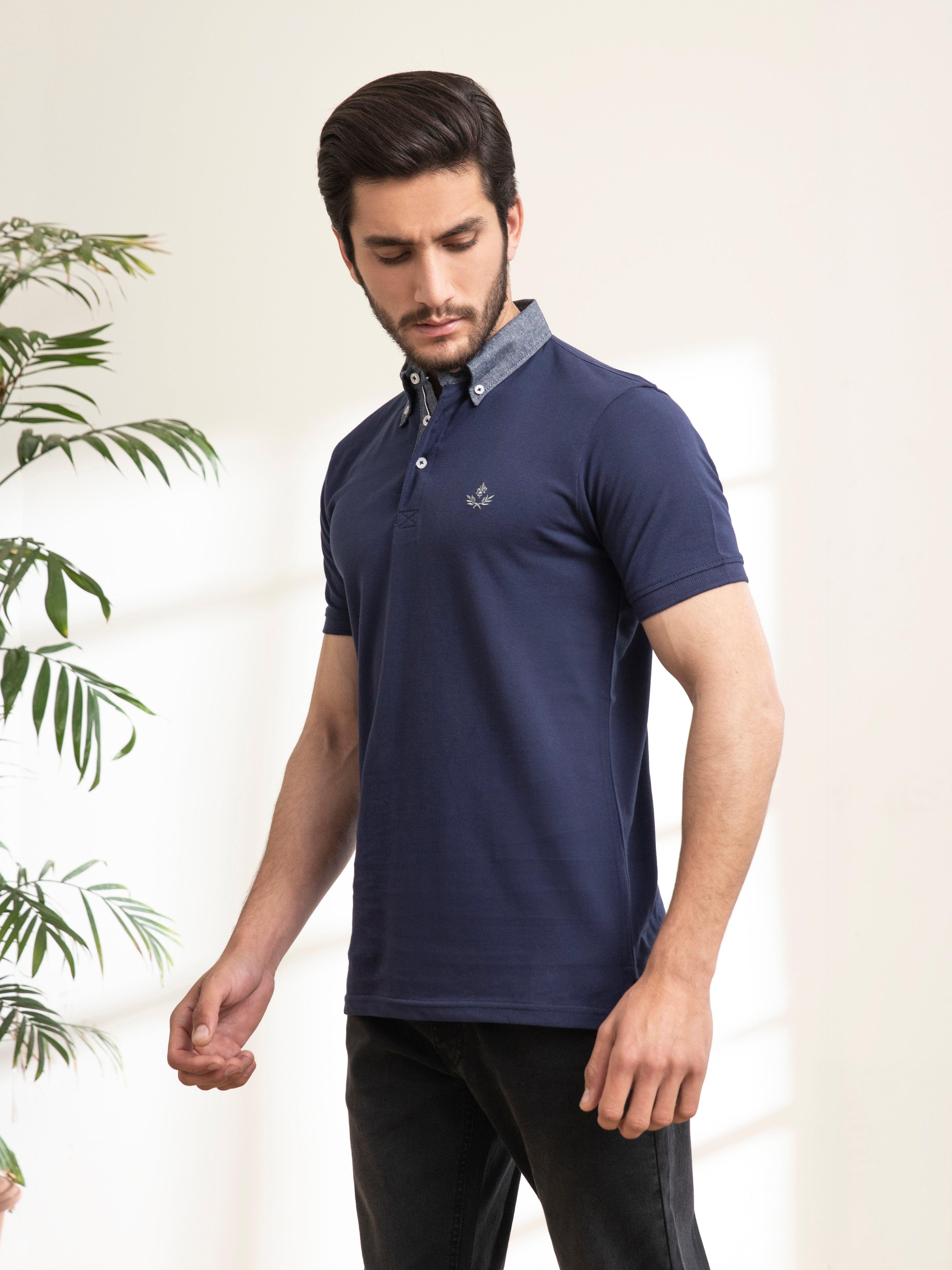 POLO SHIRT NAVY at Charcoal Clothing