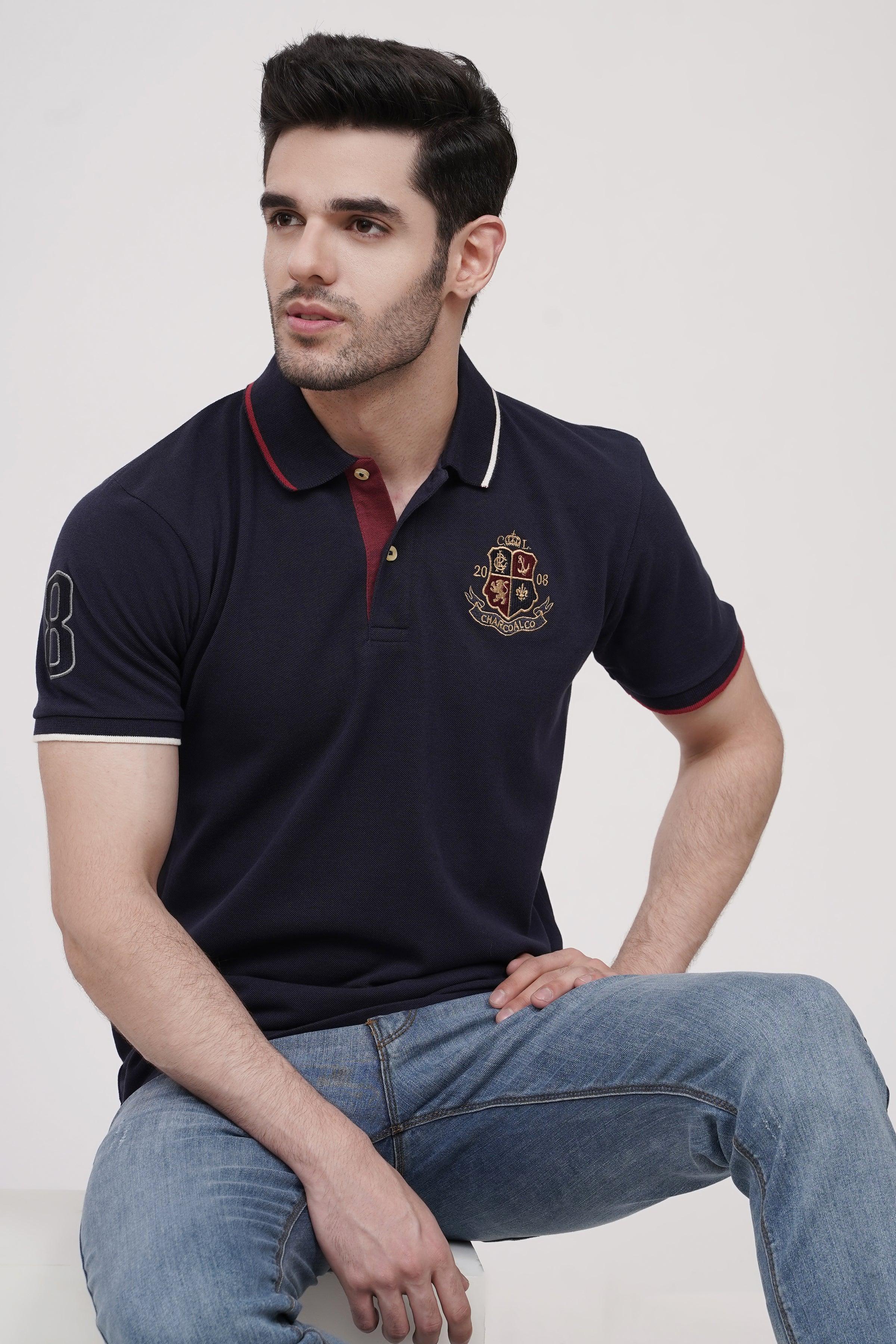 POLO SHIRT NAVY at Charcoal Clothing