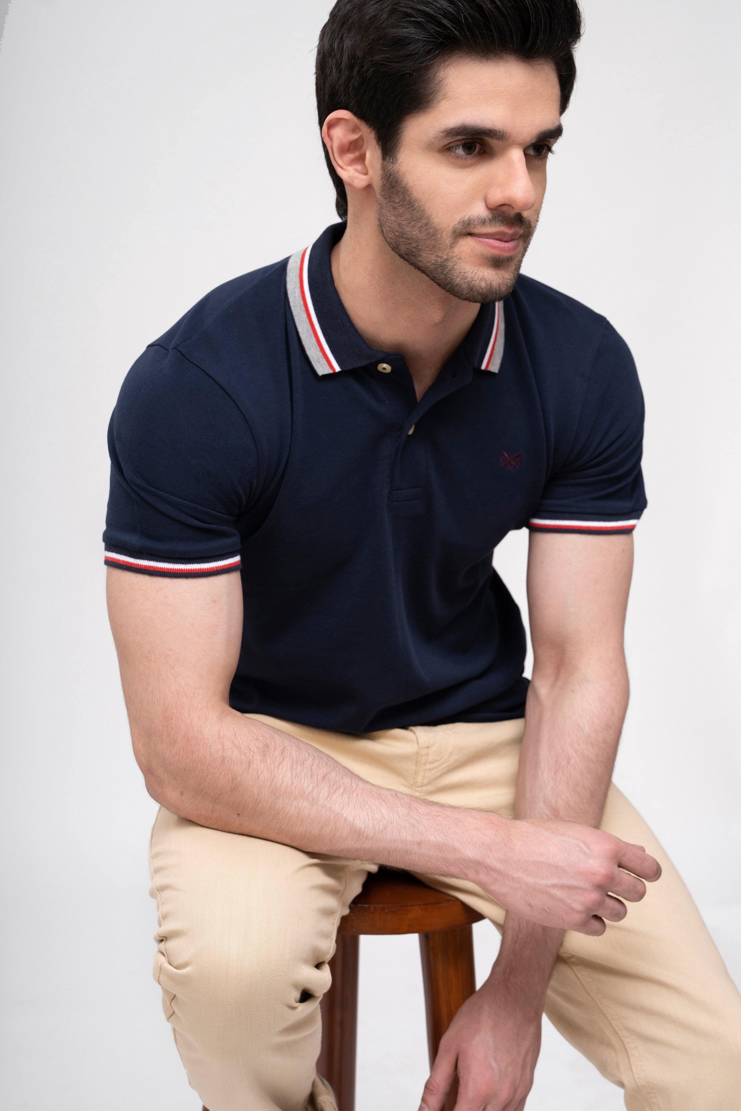 POLO SHIRT NAVY at Charcoal Clothing