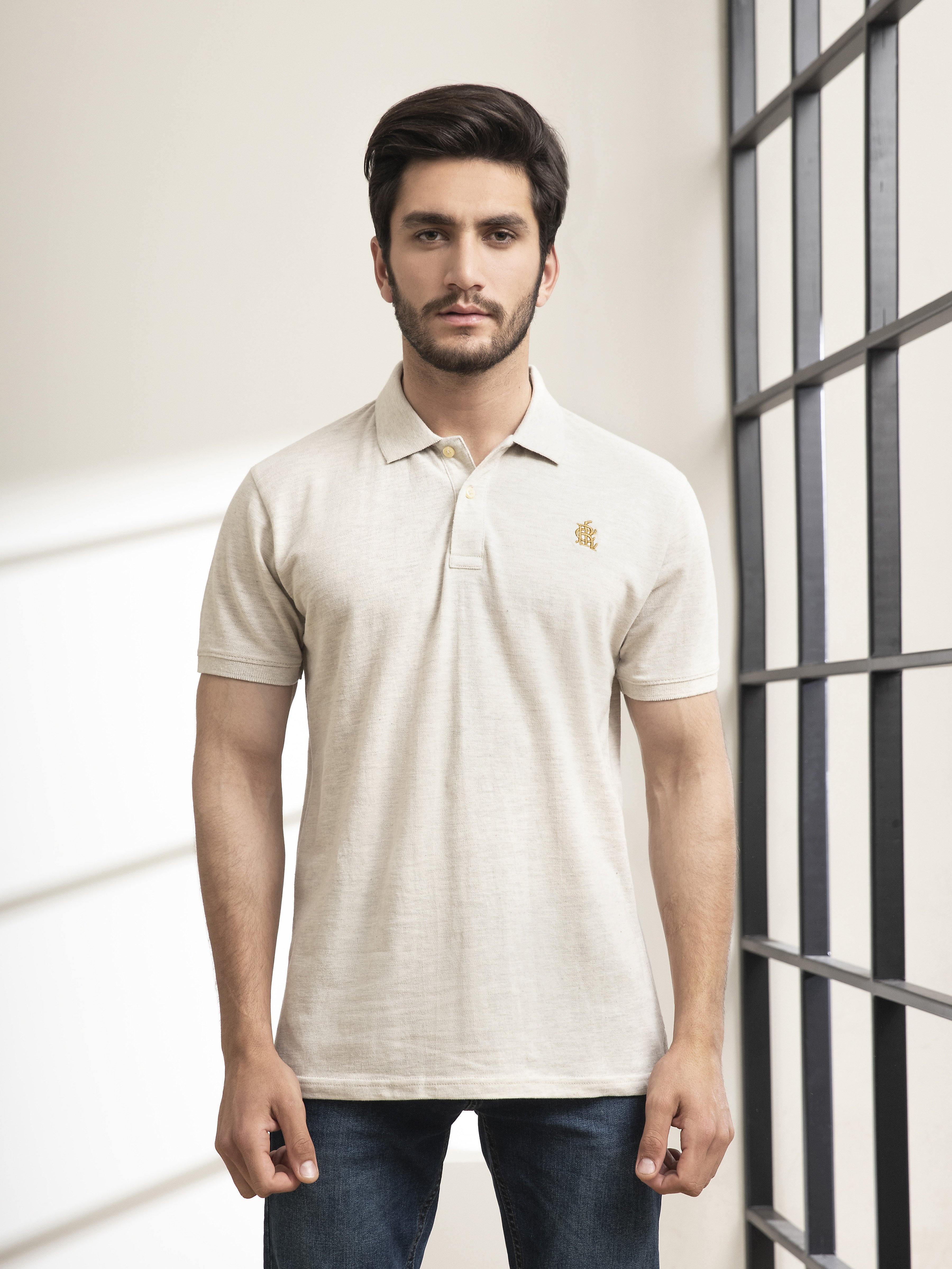 POLO SHIRT OATMEAL at Charcoal Clothing