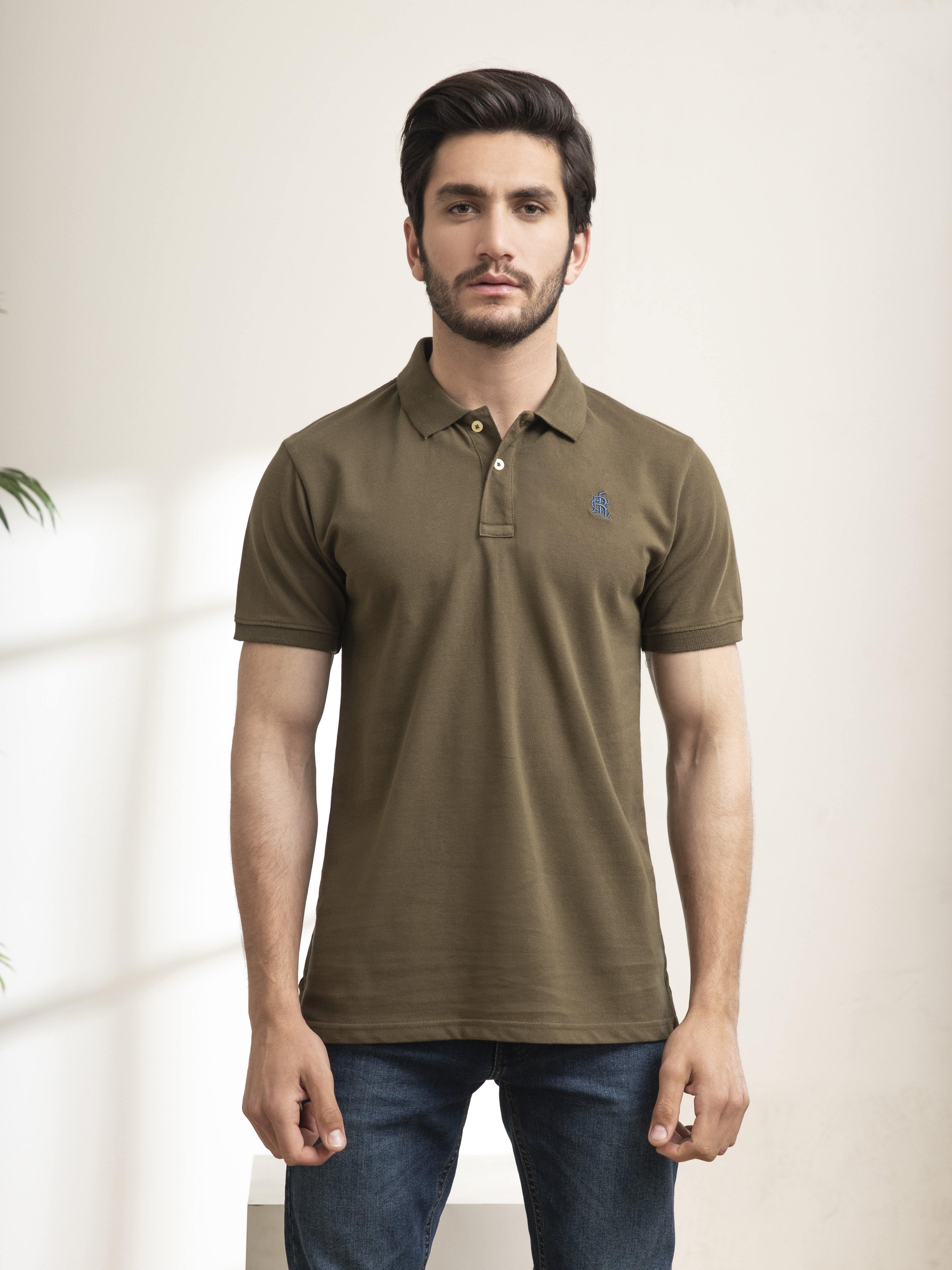 POLO SHIRT OLIVE at Charcoal Clothing