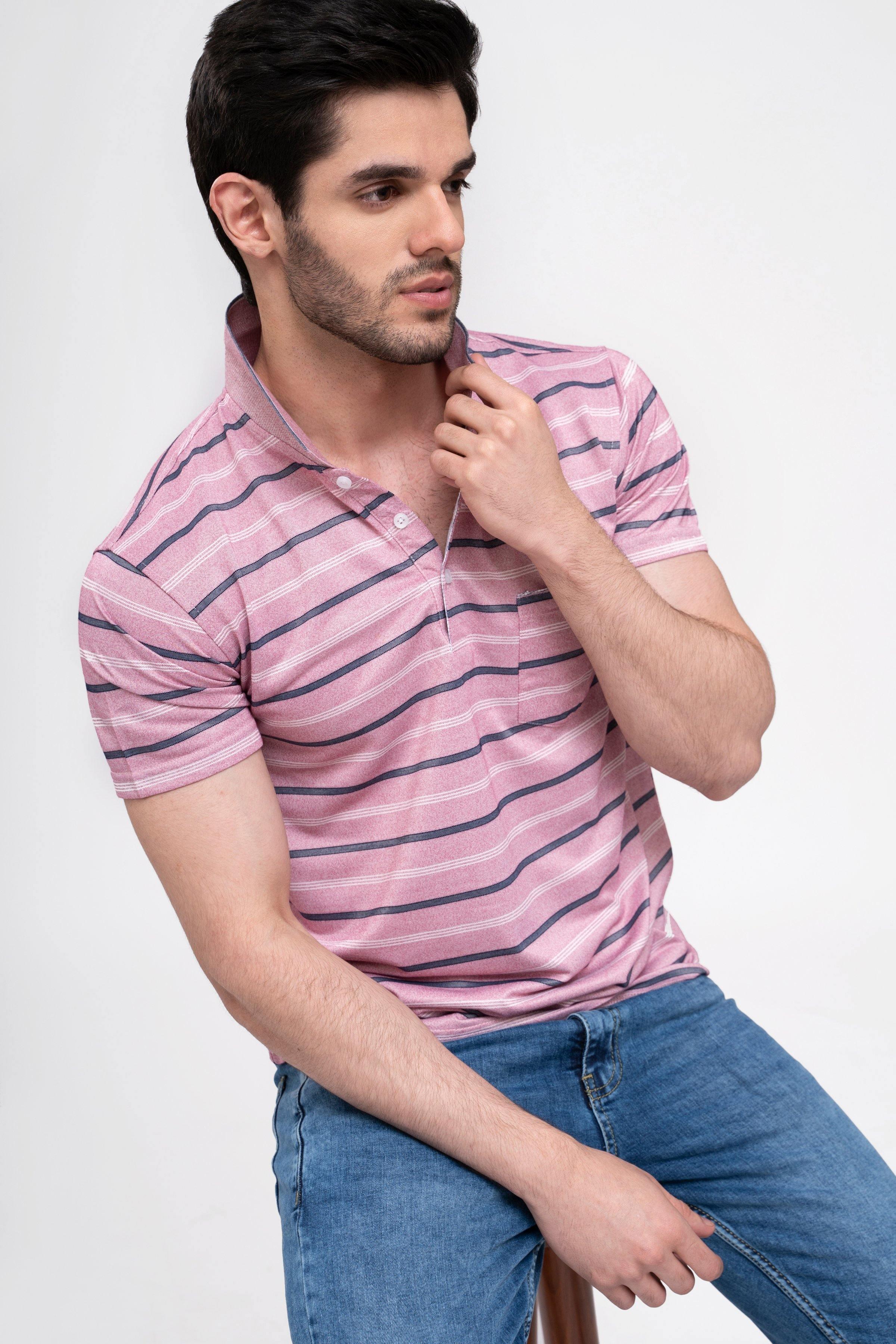 POLO SHIRT PINK at Charcoal Clothing