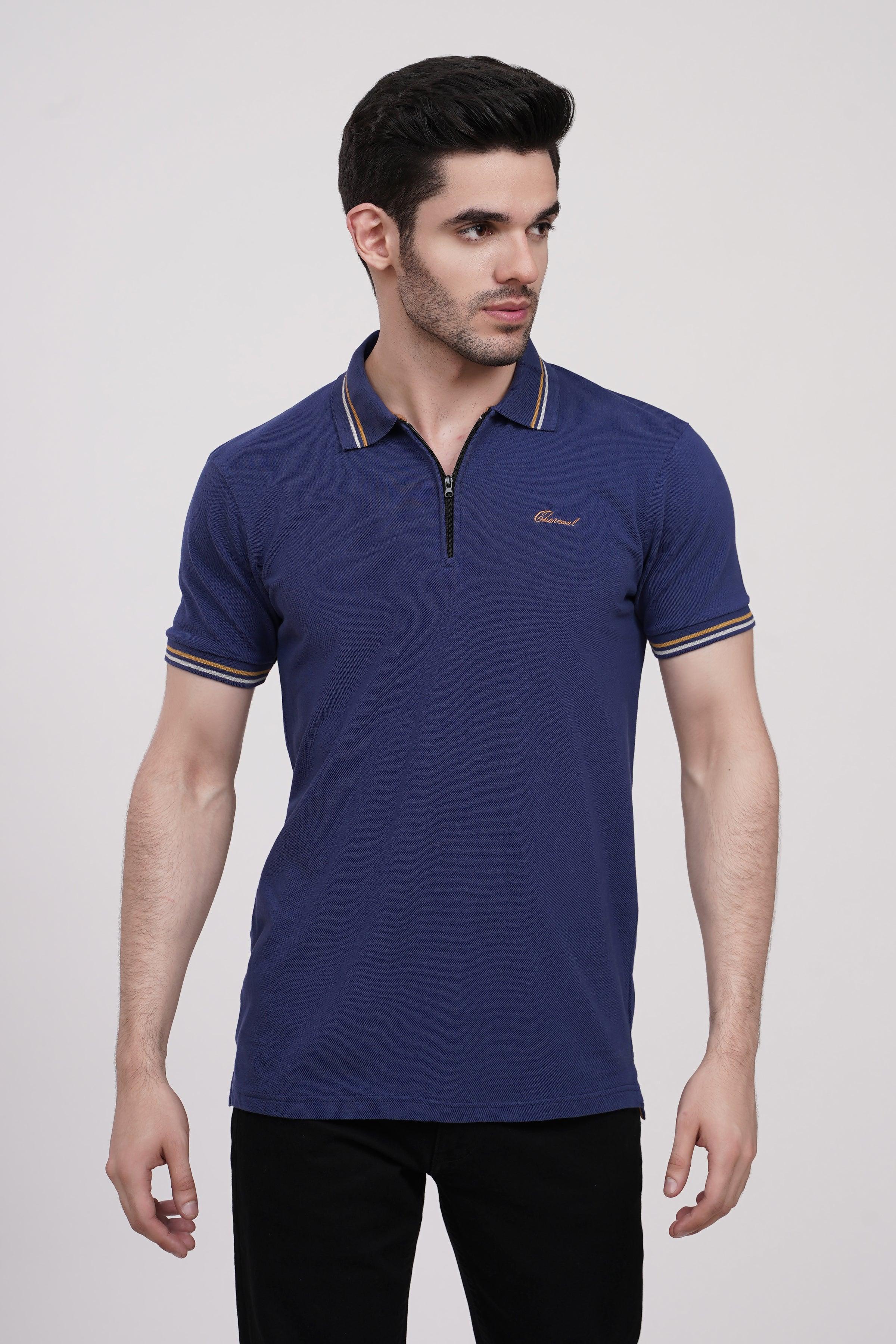 POLO SHIRT PIQUE BLUE at Charcoal Clothing