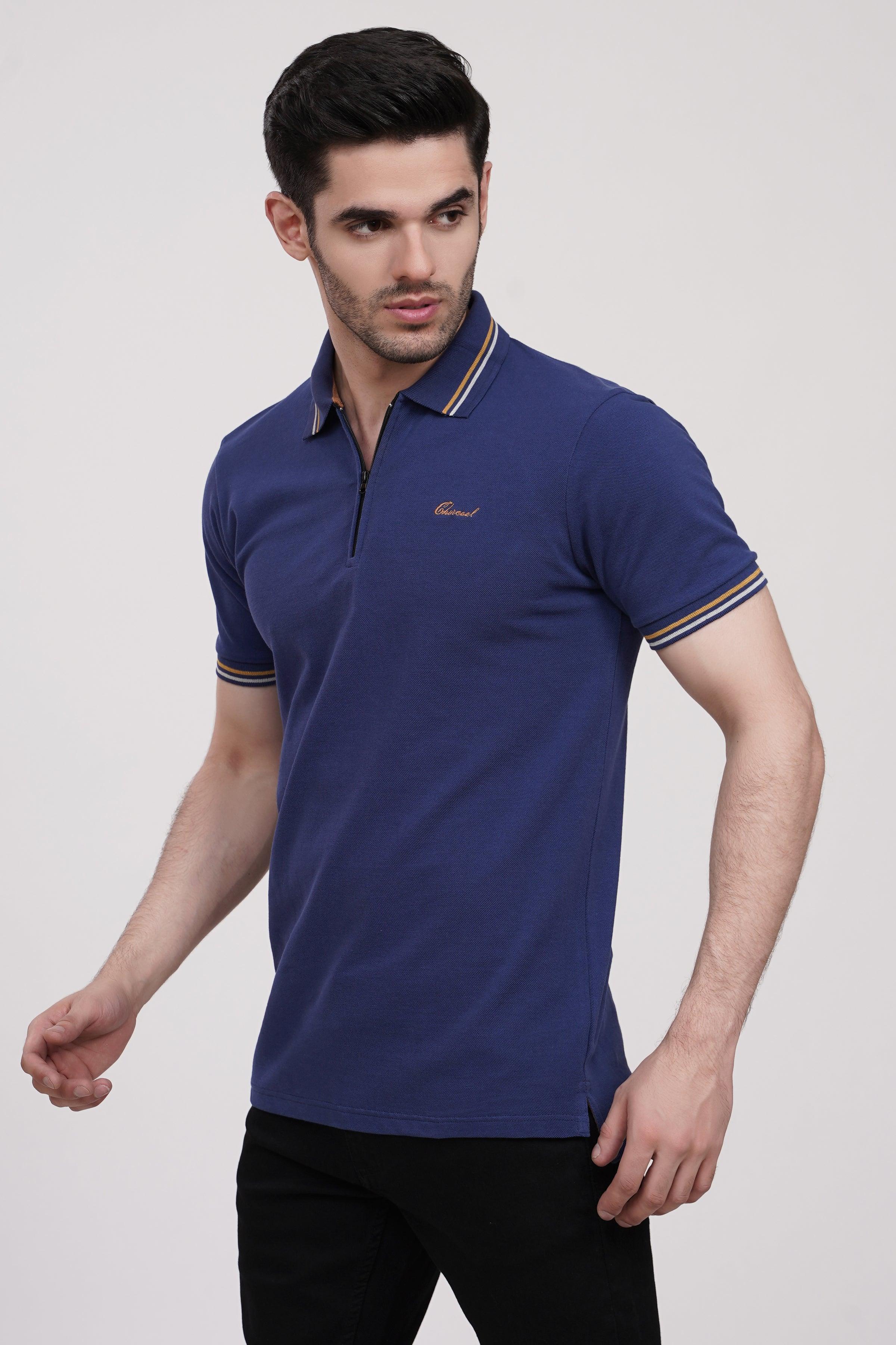 POLO SHIRT PIQUE BLUE at Charcoal Clothing