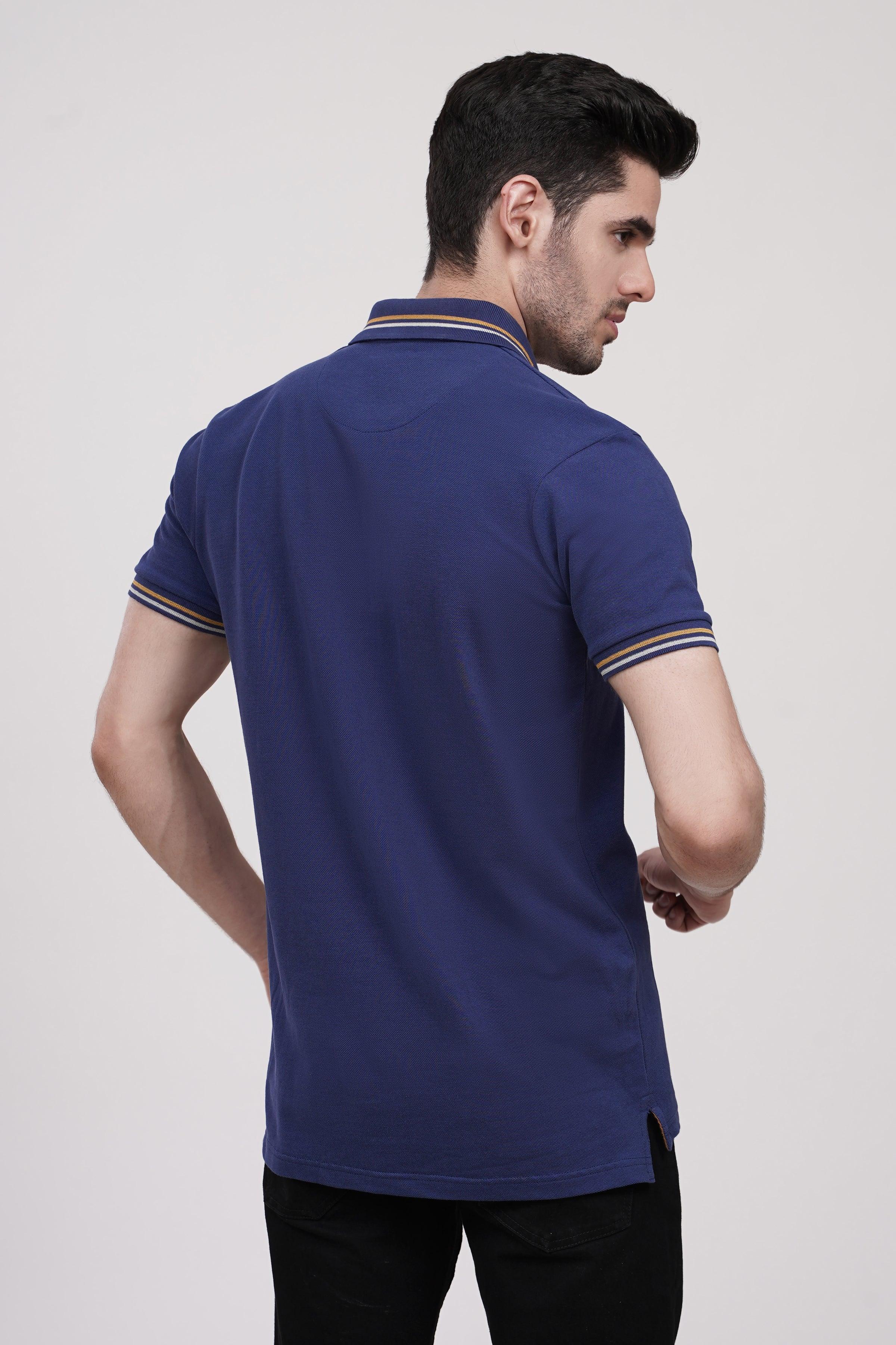 POLO SHIRT PIQUE BLUE at Charcoal Clothing