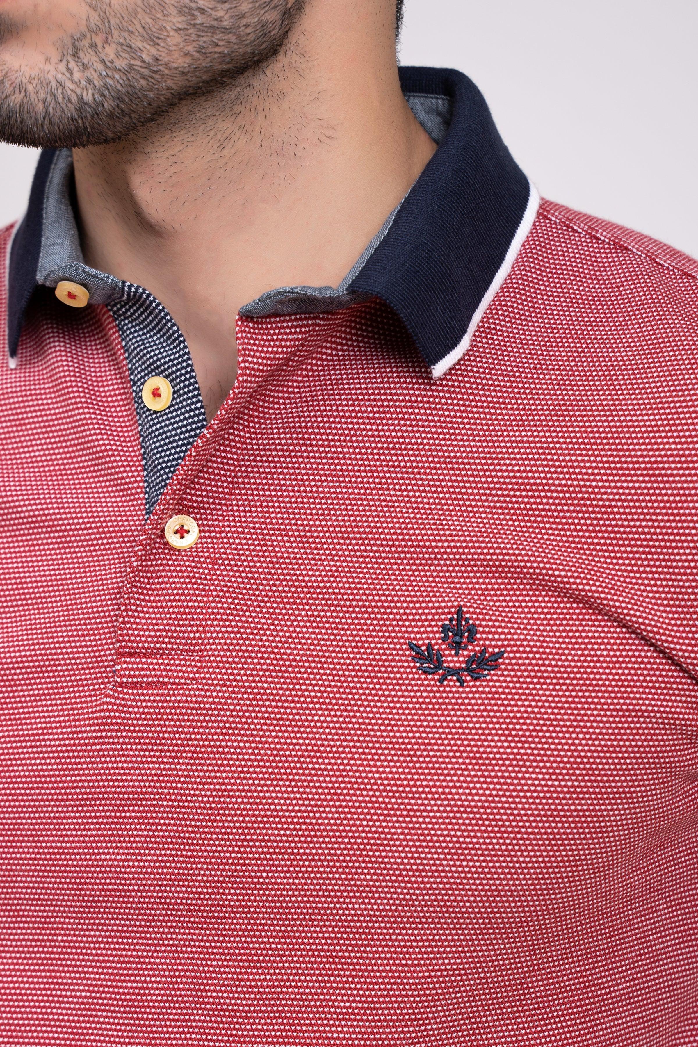 POLO SHIRT PIQUE MAROON at Charcoal Clothing