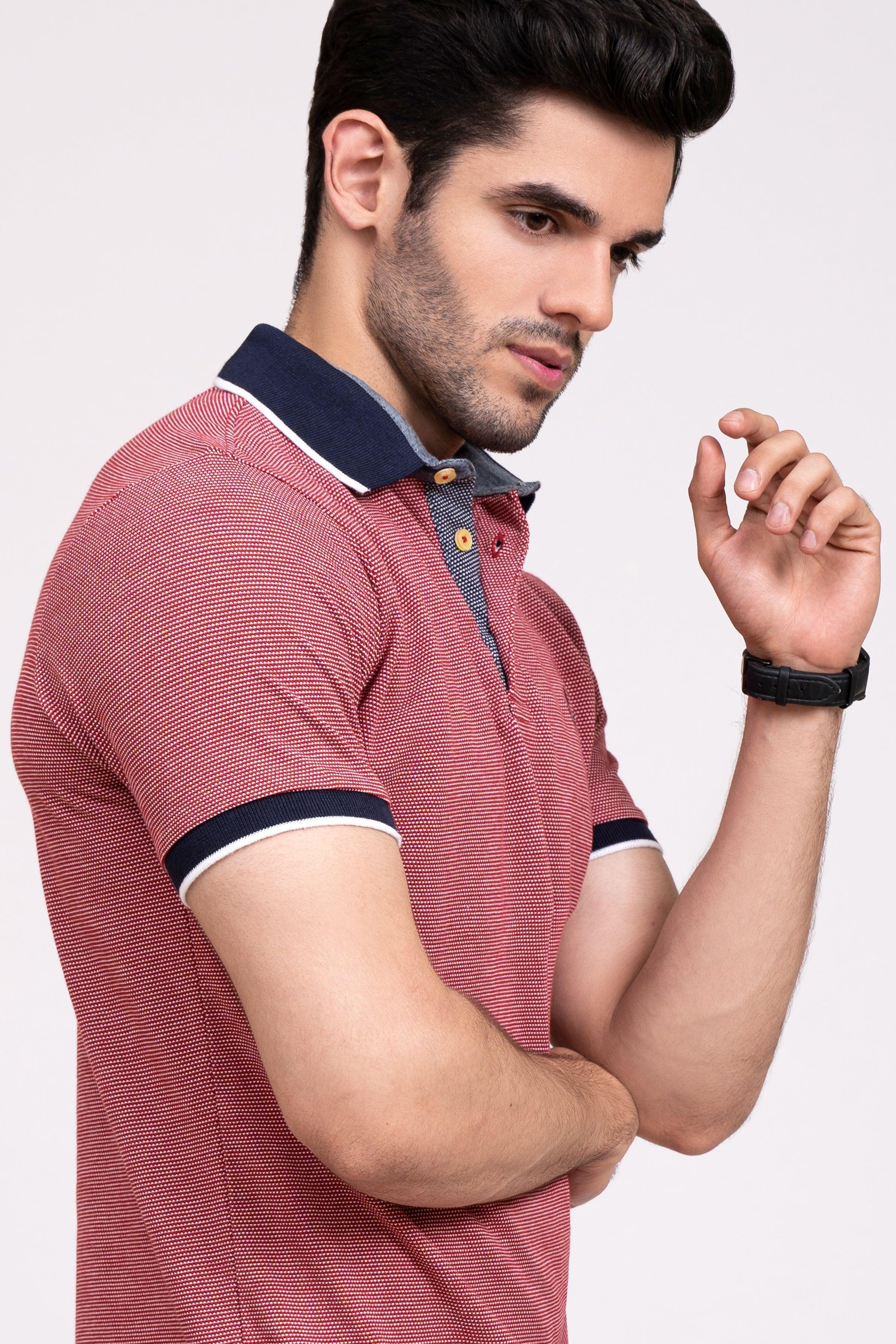 POLO SHIRT PIQUE MAROON at Charcoal Clothing