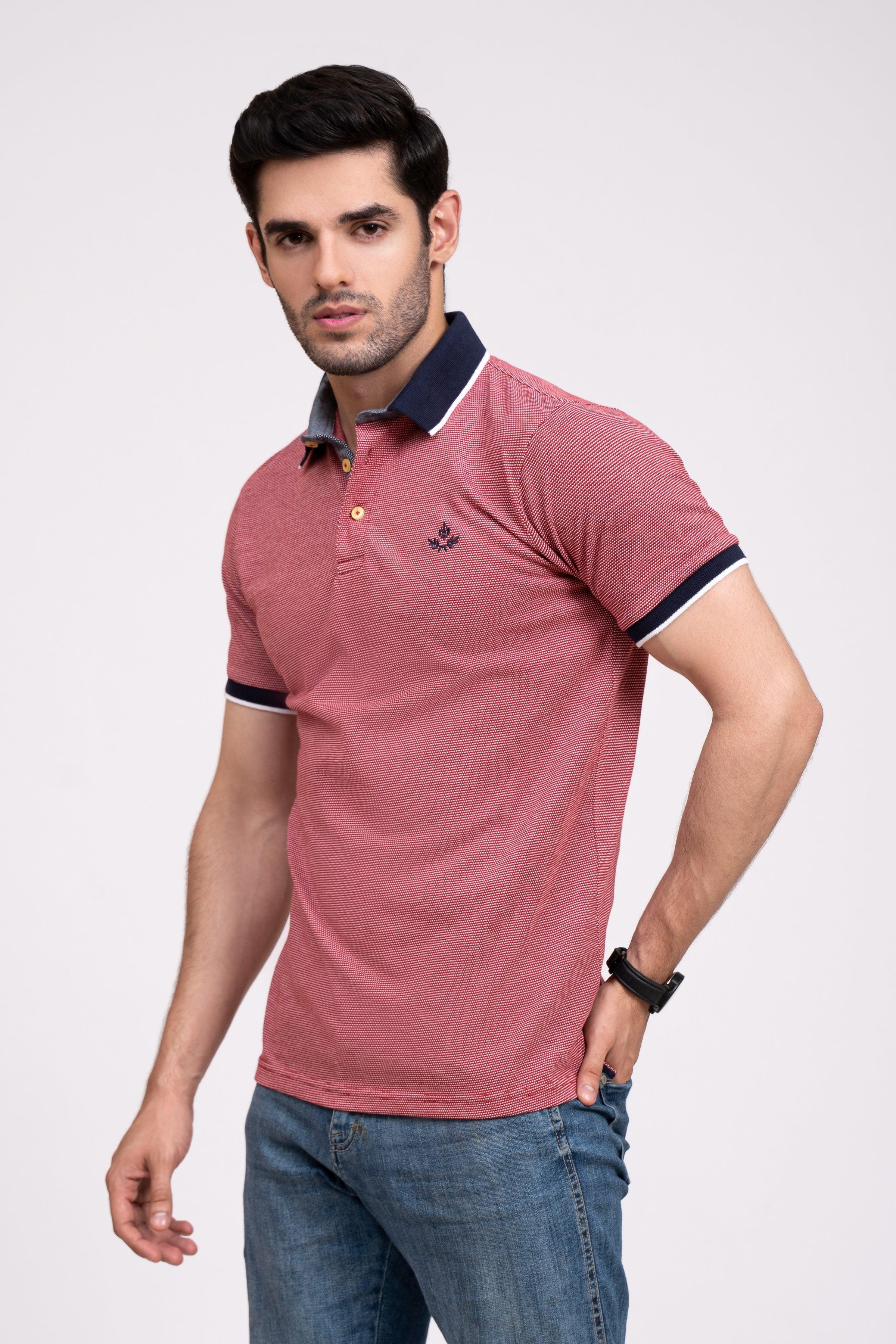 POLO SHIRT PIQUE MAROON at Charcoal Clothing