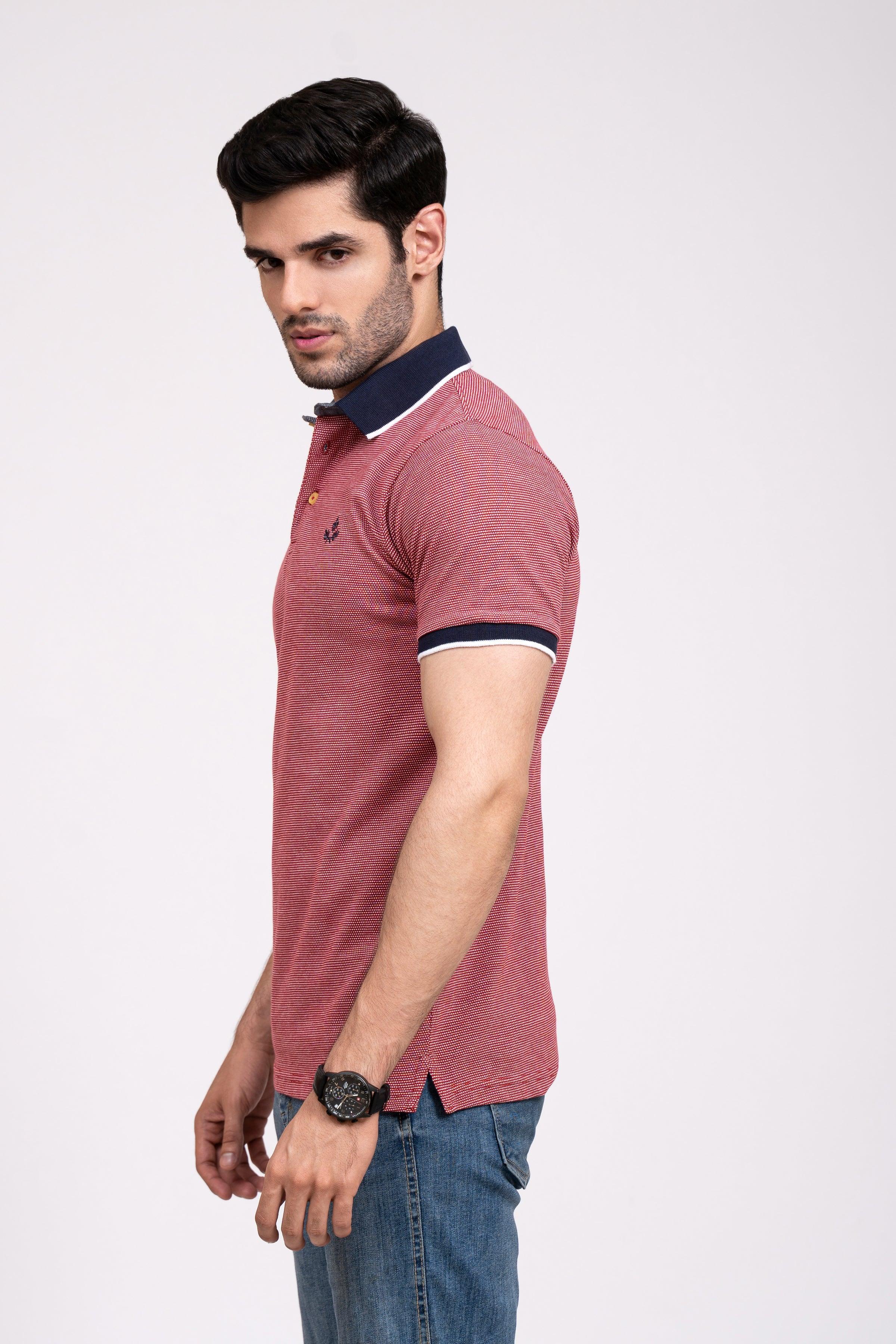 POLO SHIRT PIQUE MAROON at Charcoal Clothing
