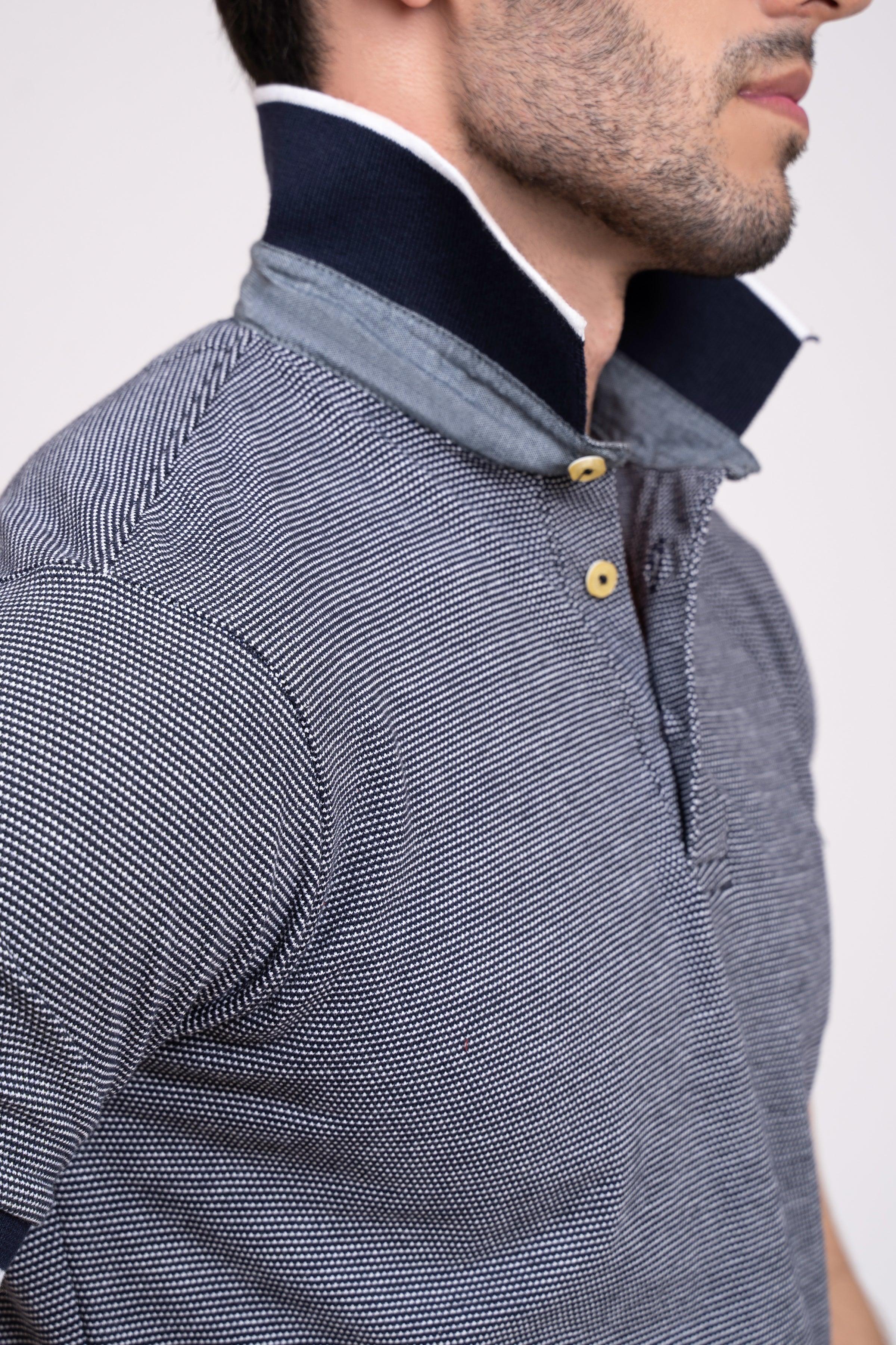 POLO SHIRT PIQUE NAVY at Charcoal Clothing