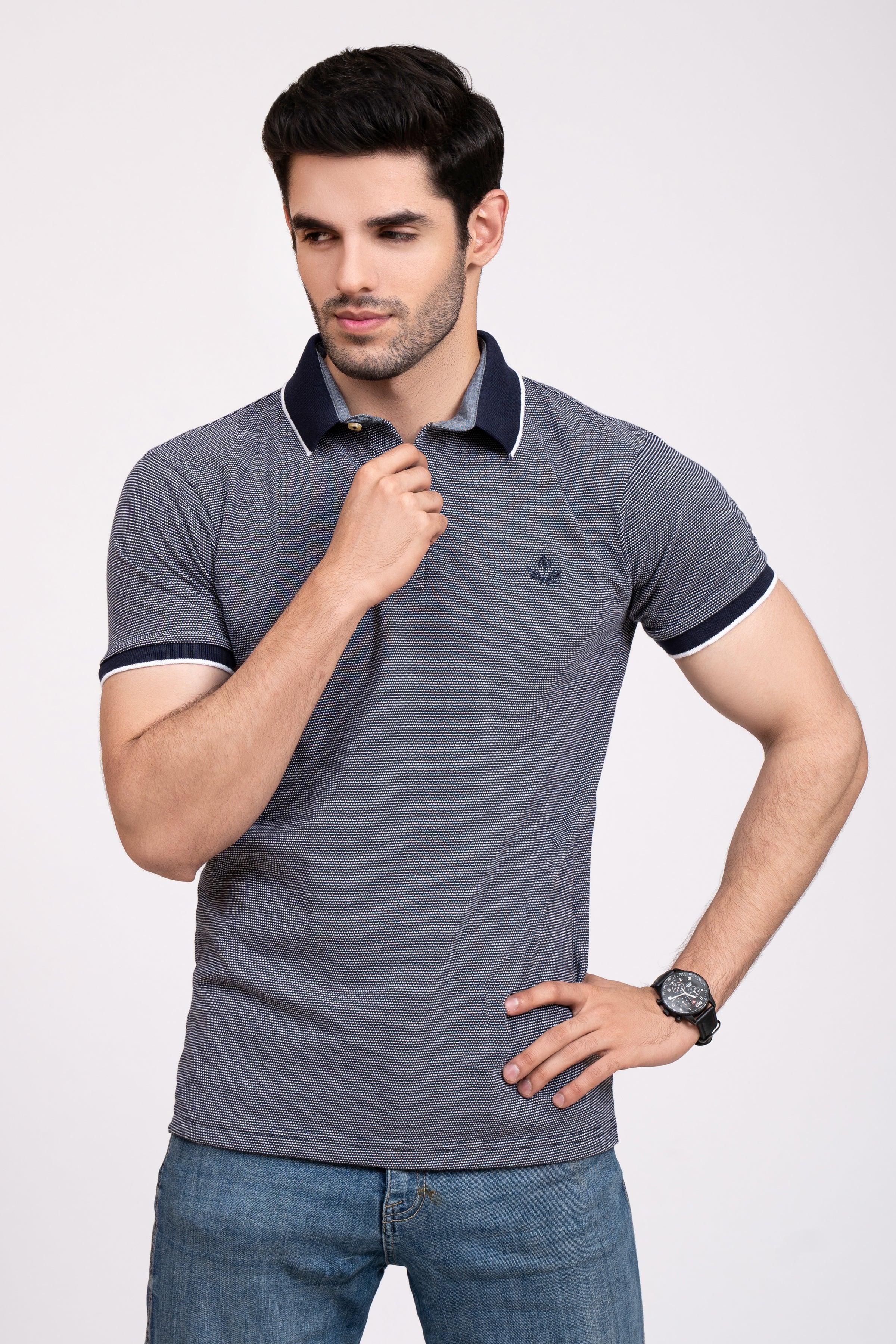 POLO SHIRT PIQUE NAVY at Charcoal Clothing