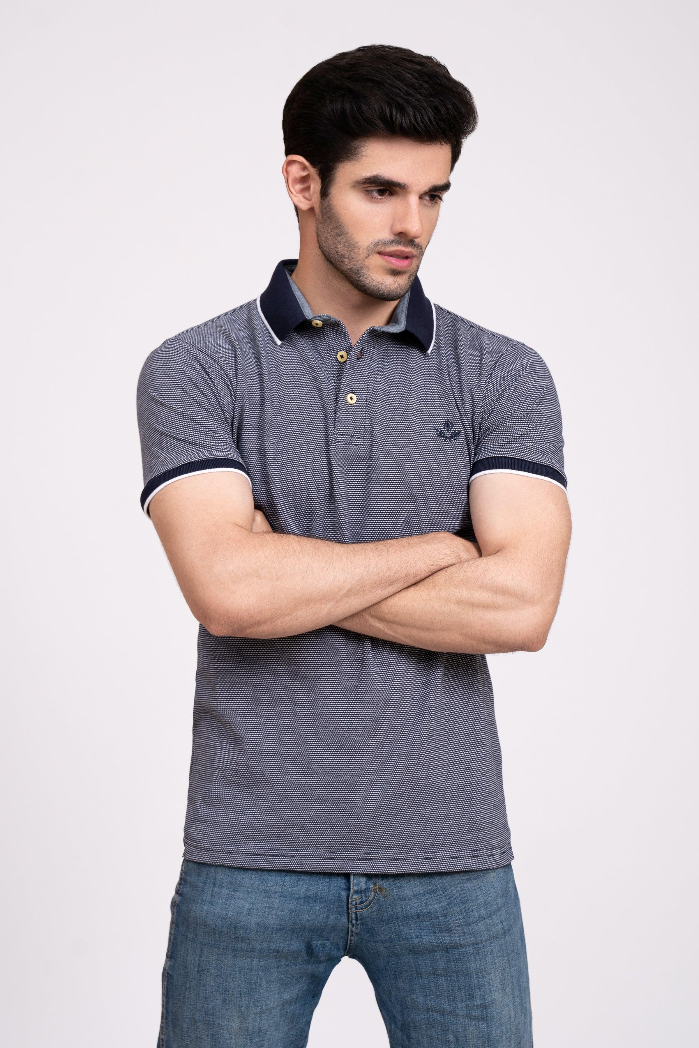POLO SHIRT PIQUE NAVY at Charcoal Clothing