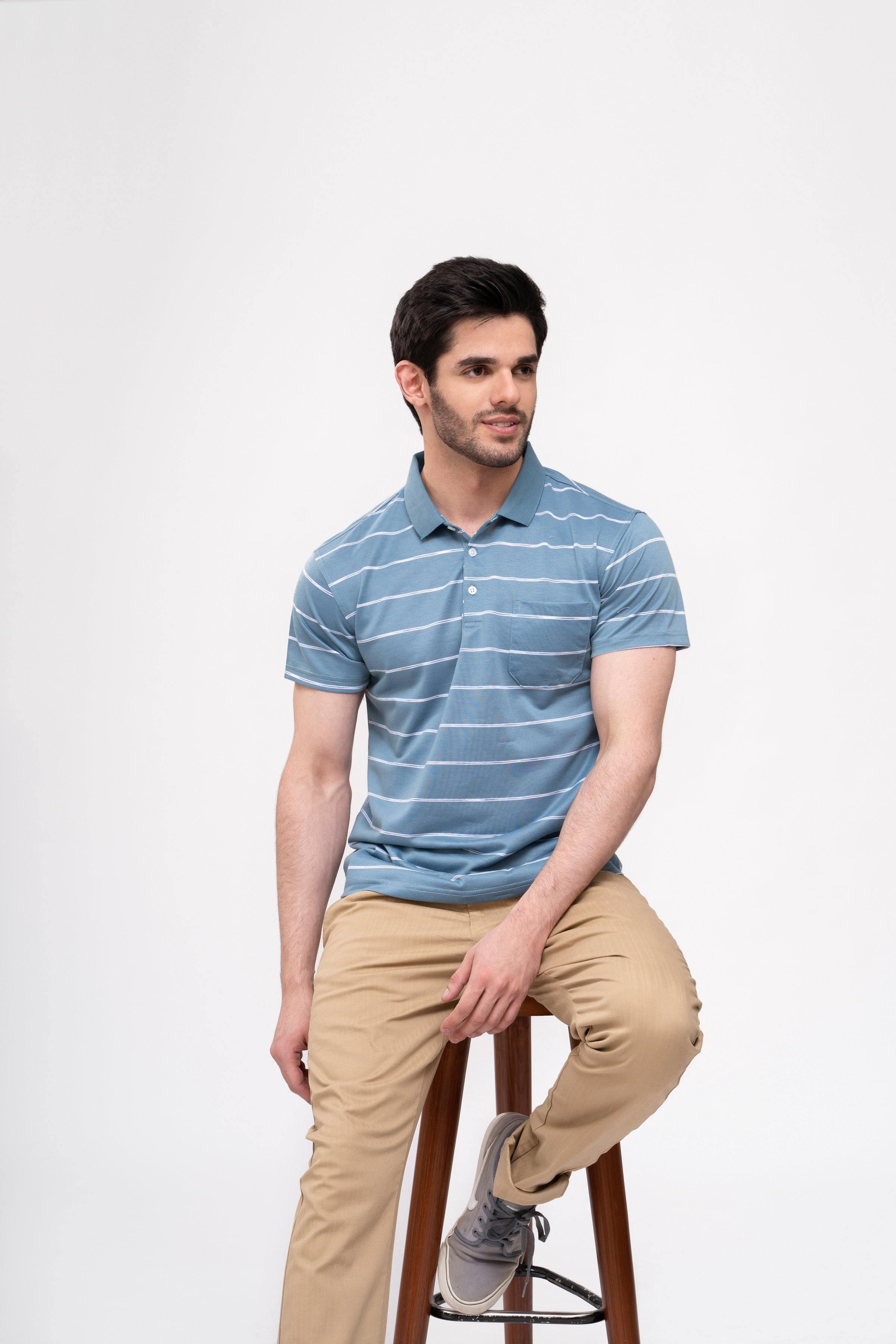 POLO SHIRT SAPPHIRE at Charcoal Clothing
