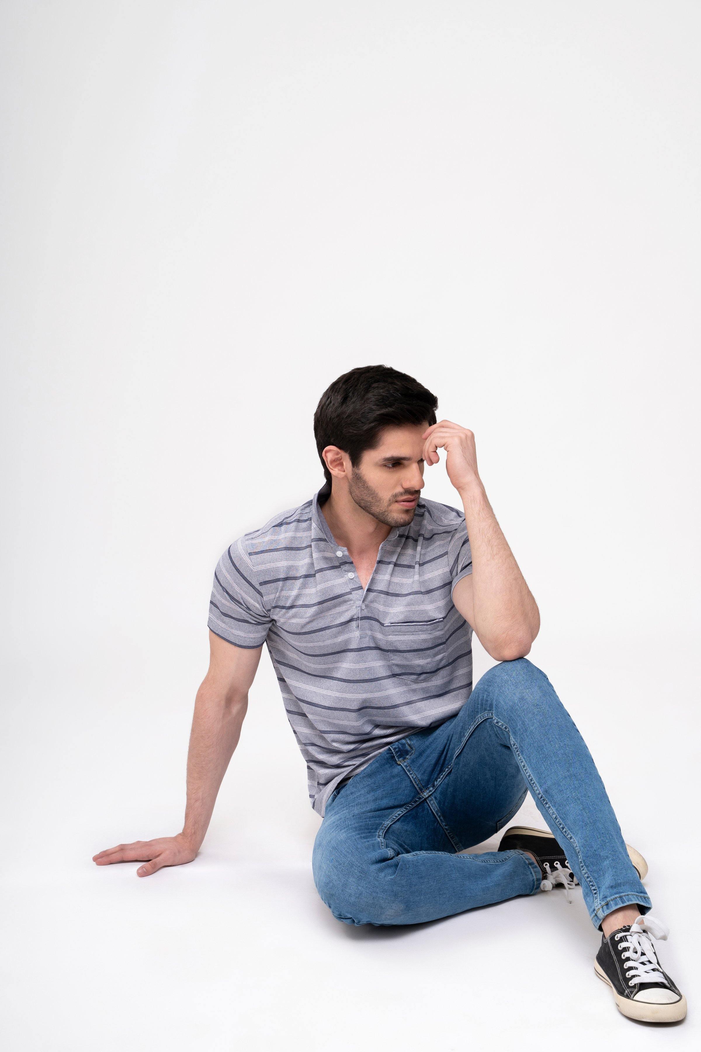 POLO SHIRT SKY BLUE at Charcoal Clothing
