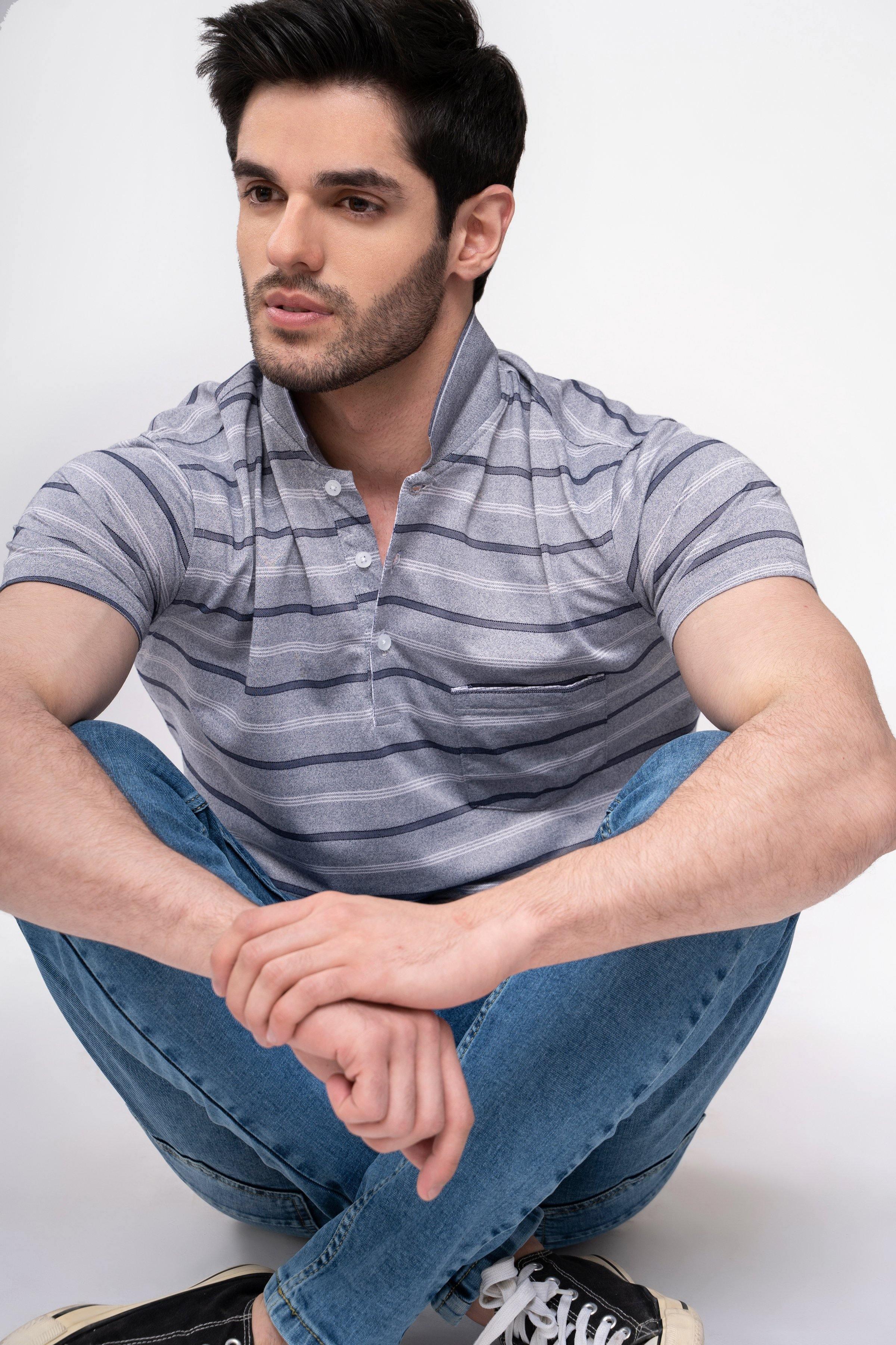 POLO SHIRT SKY BLUE at Charcoal Clothing