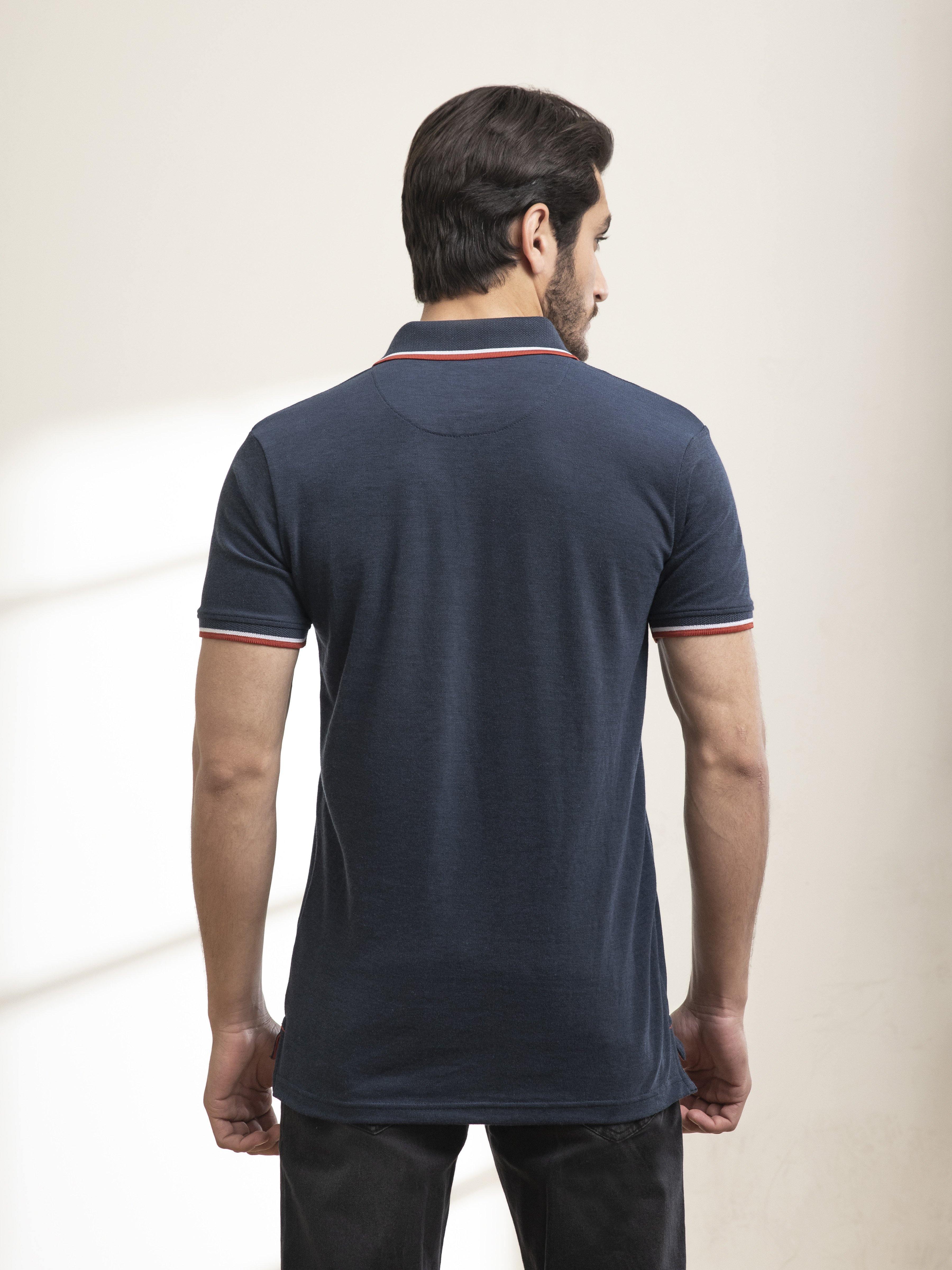POLO SHIRT TIPPING BLUE at Charcoal Clothing