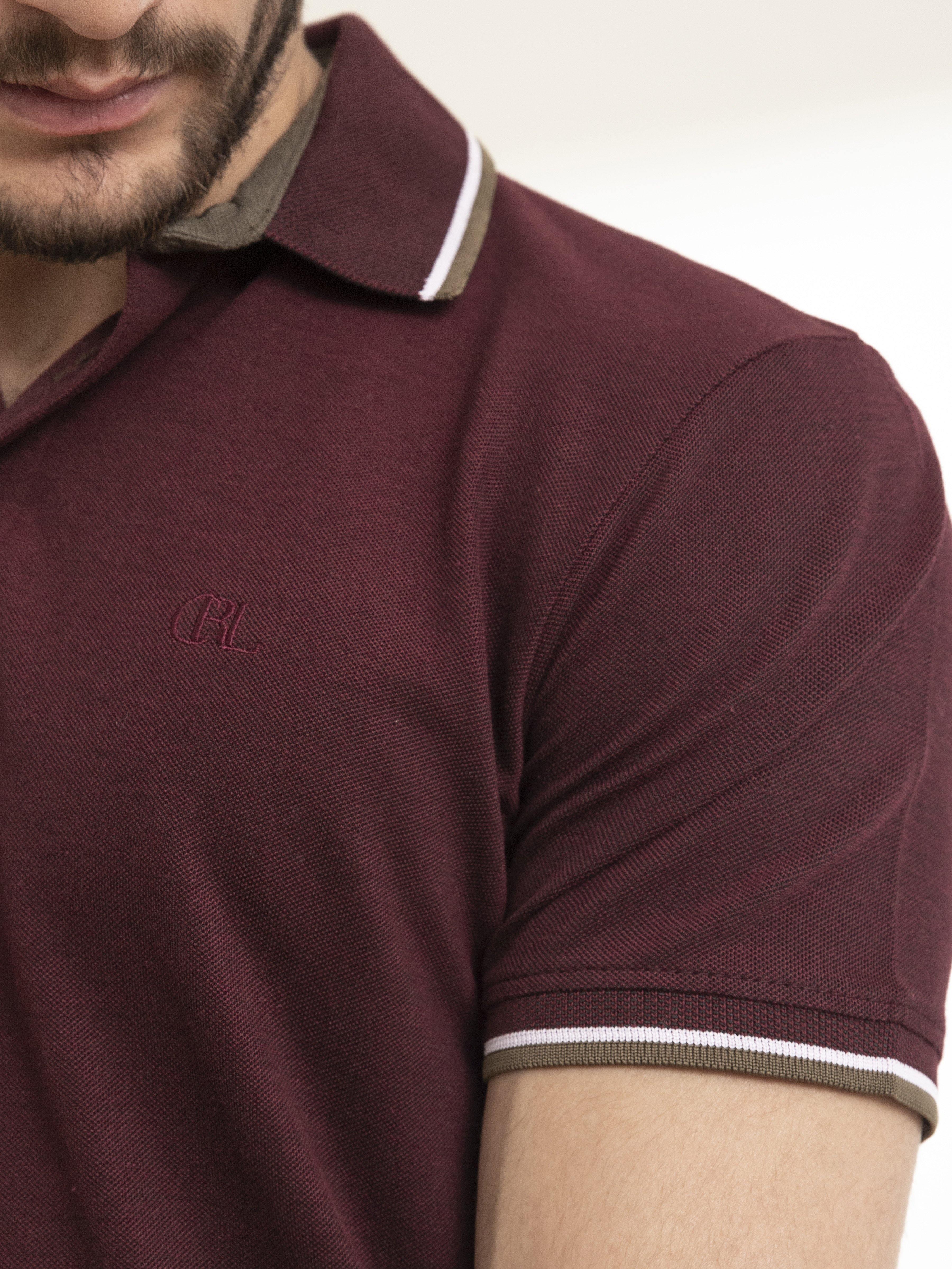 POLO SHIRT TIPPING MAROON at Charcoal Clothing