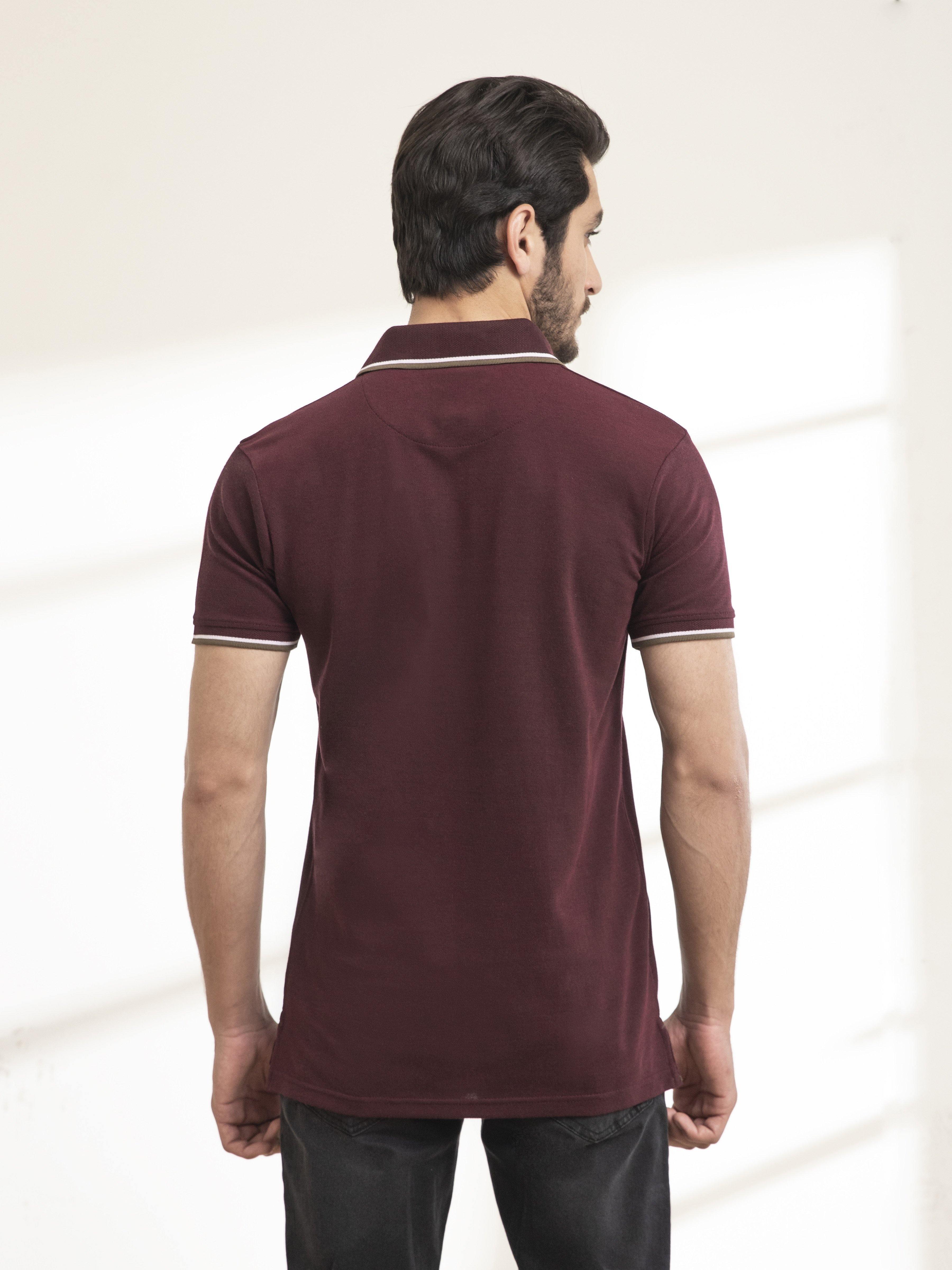 POLO SHIRT TIPPING MAROON at Charcoal Clothing