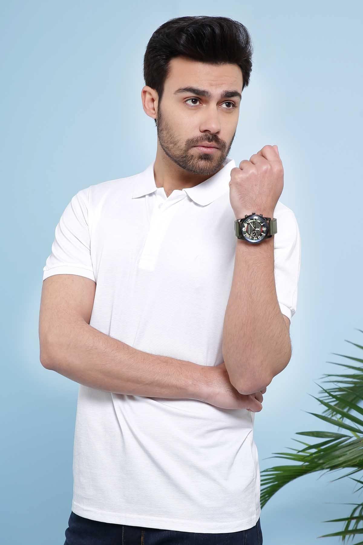 POLO SHIRT WHITE at Charcoal Clothing