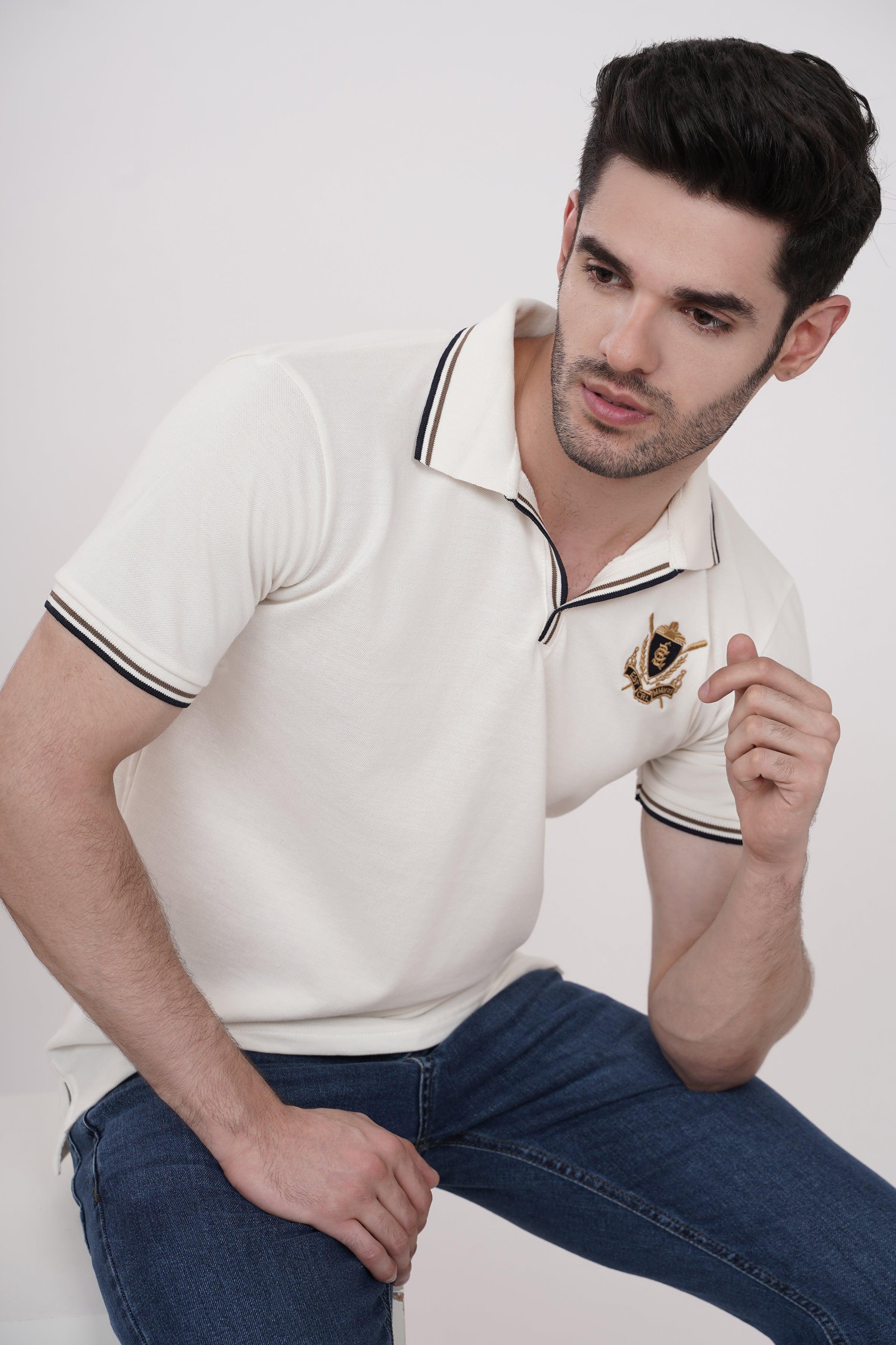 POLO SHIRT WHITE at Charcoal Clothing