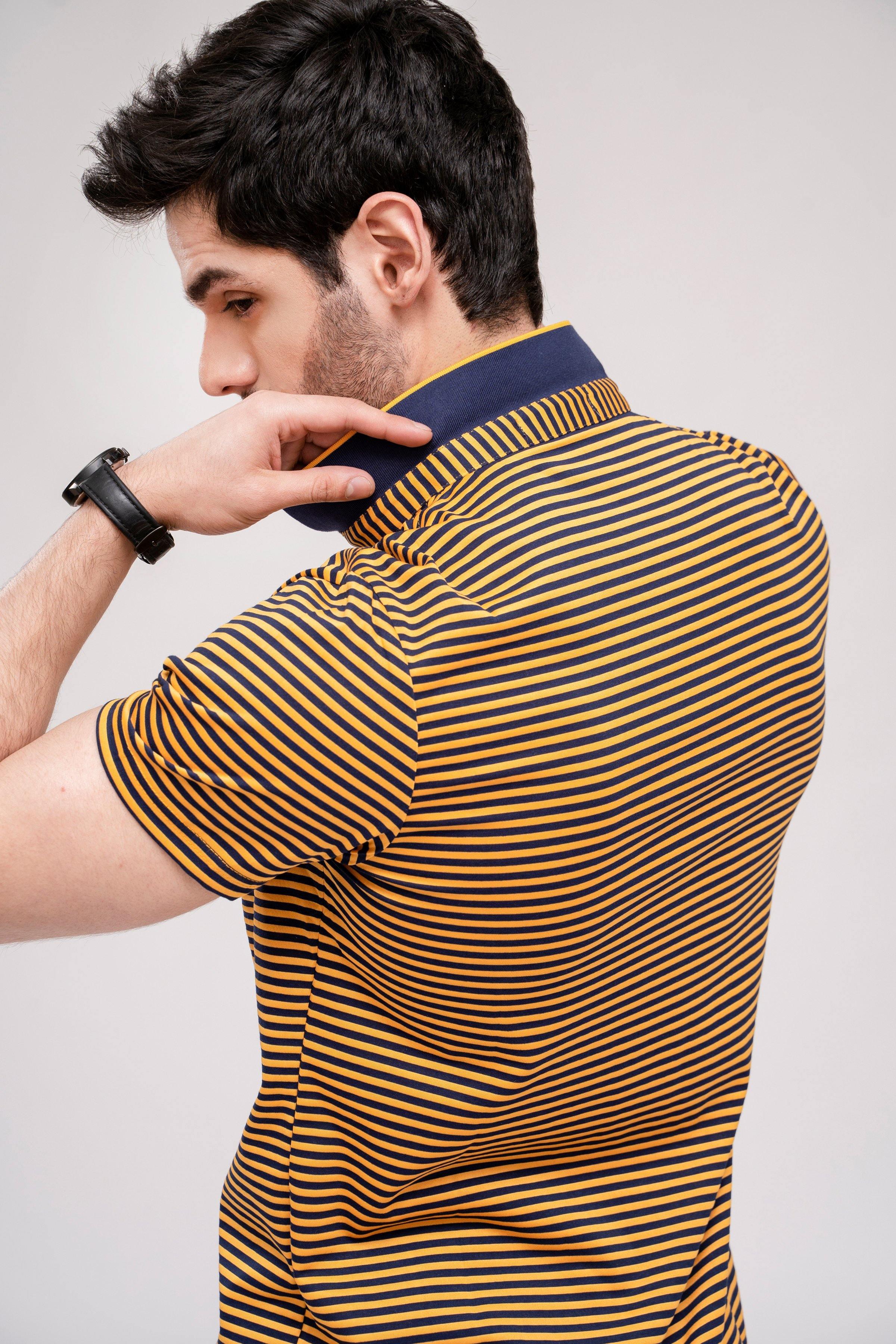 POLO SHIRT YELLOW BLUE at Charcoal Clothing