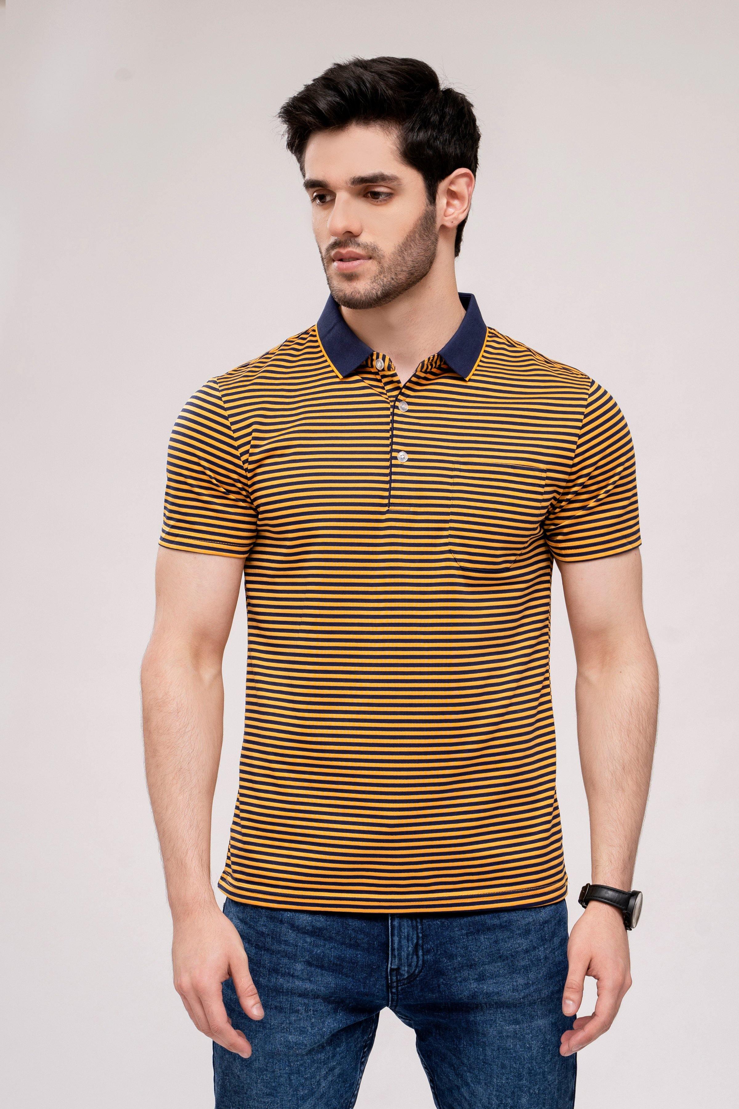 POLO SHIRT YELLOW BLUE at Charcoal Clothing