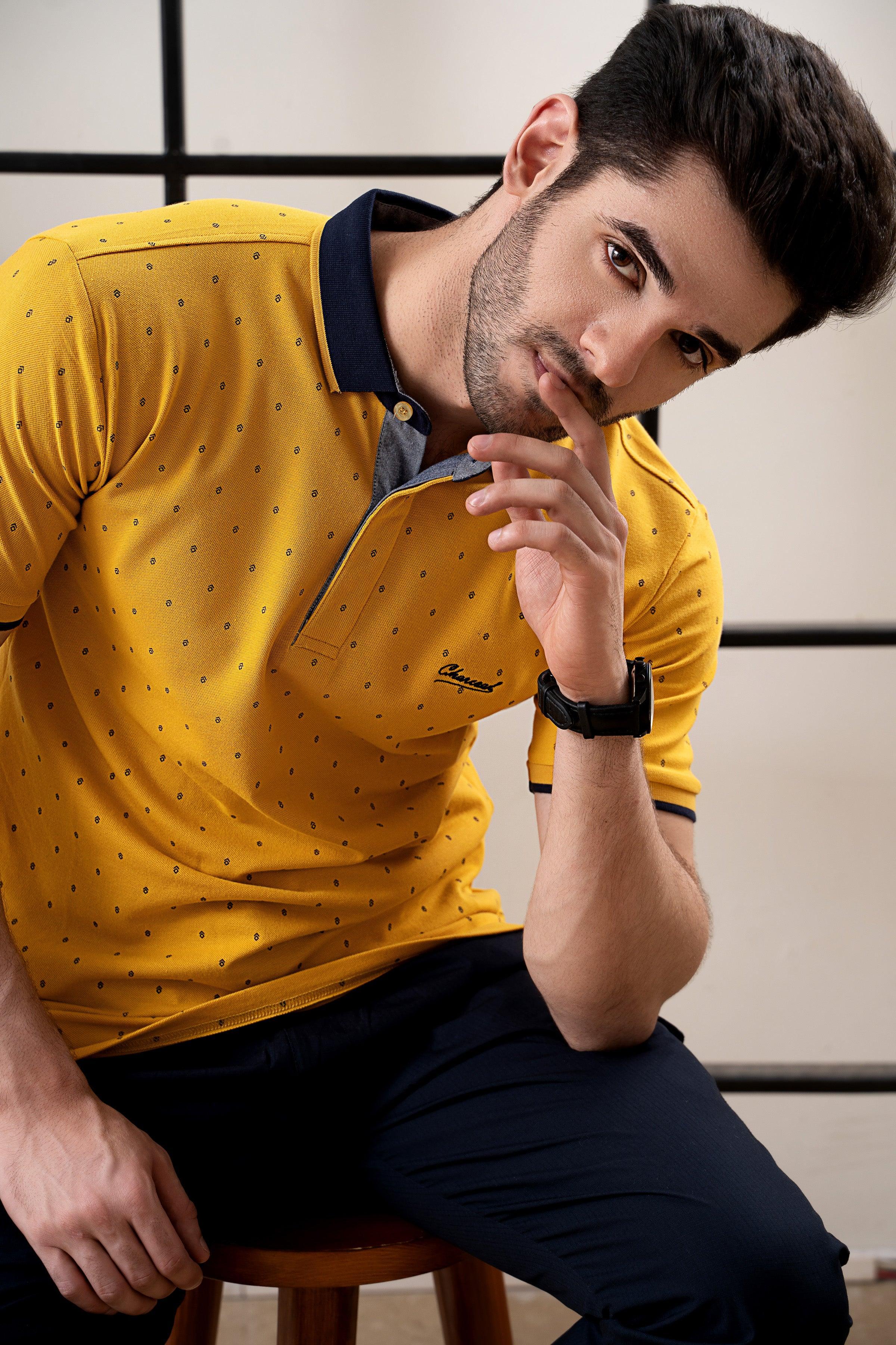 POLO SHIRT YELLOW at Charcoal Clothing