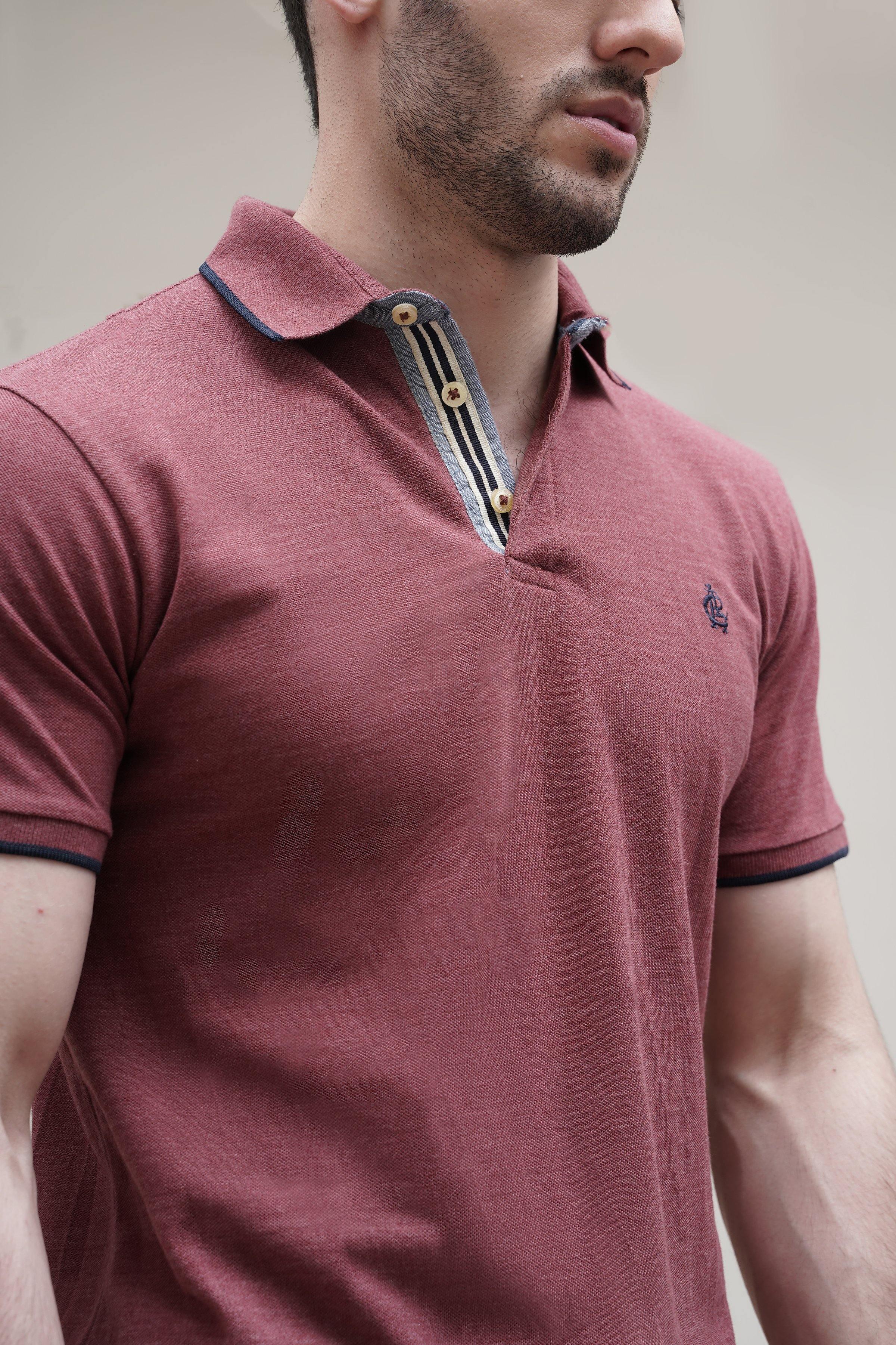 POLO TIPPING COLLAR MAROON at Charcoal Clothing