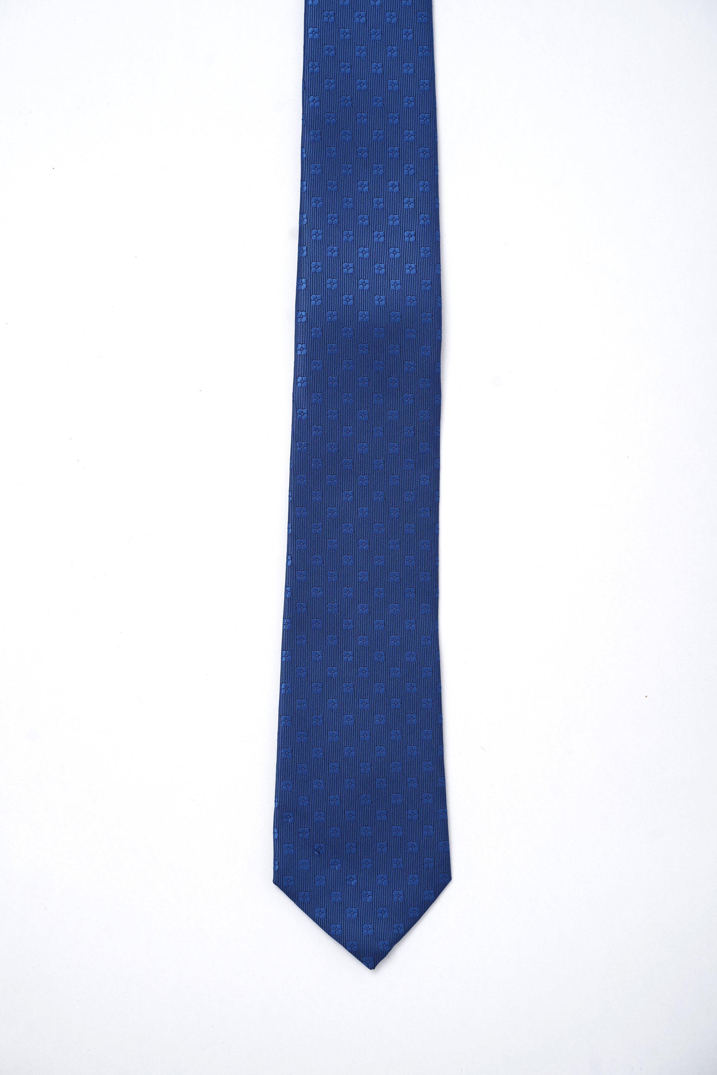 Navy blue necktie with small allover pattern