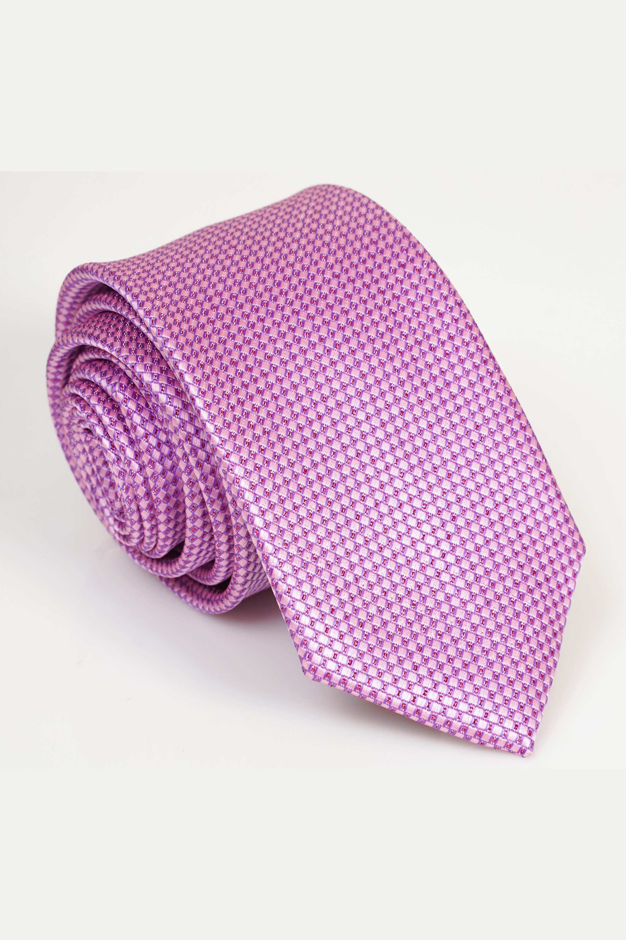 Purple poly silk tie with micro-pattern texture
