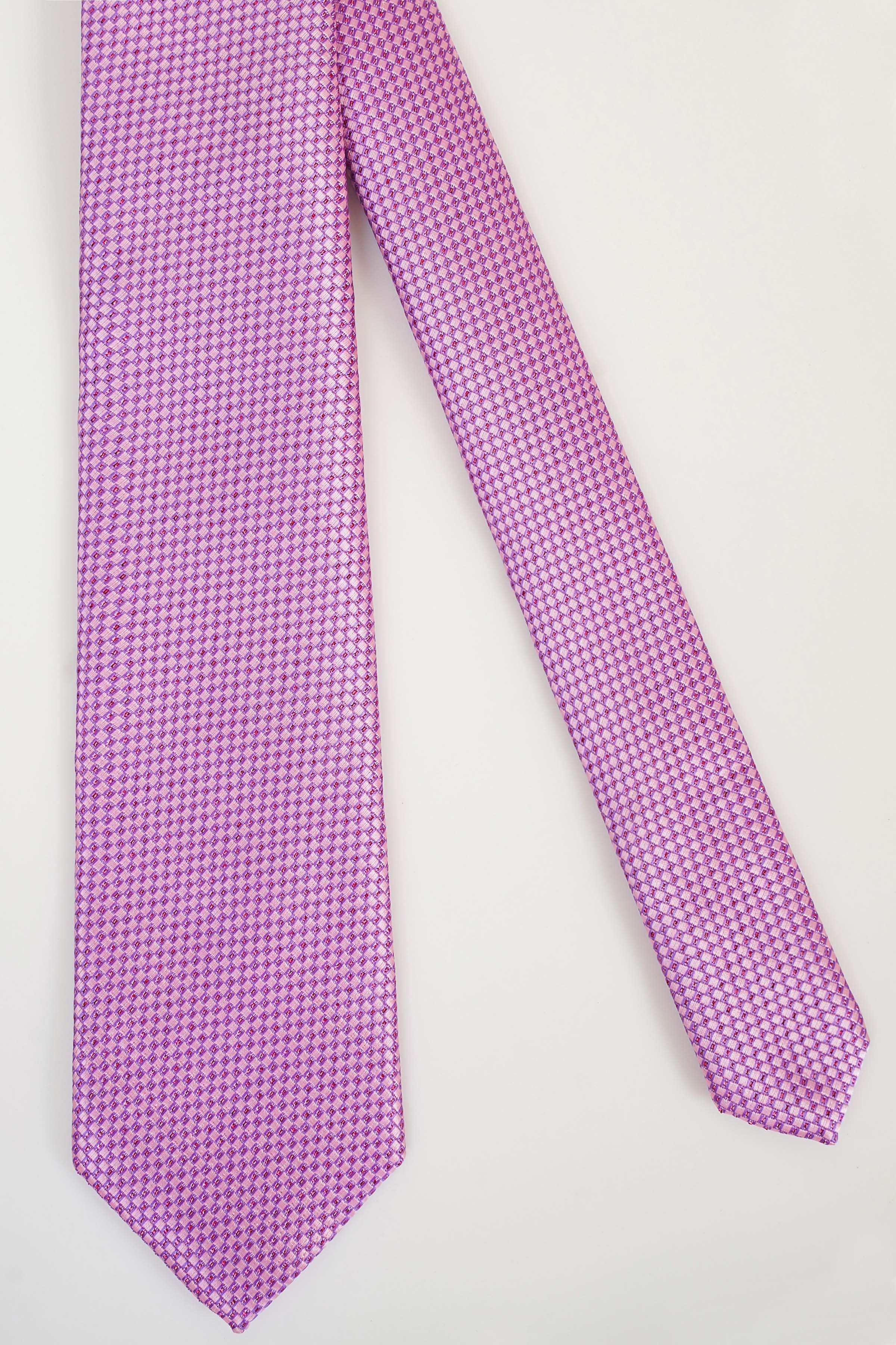 Purple poly silk tie hanging straight with micro-pattern weave
