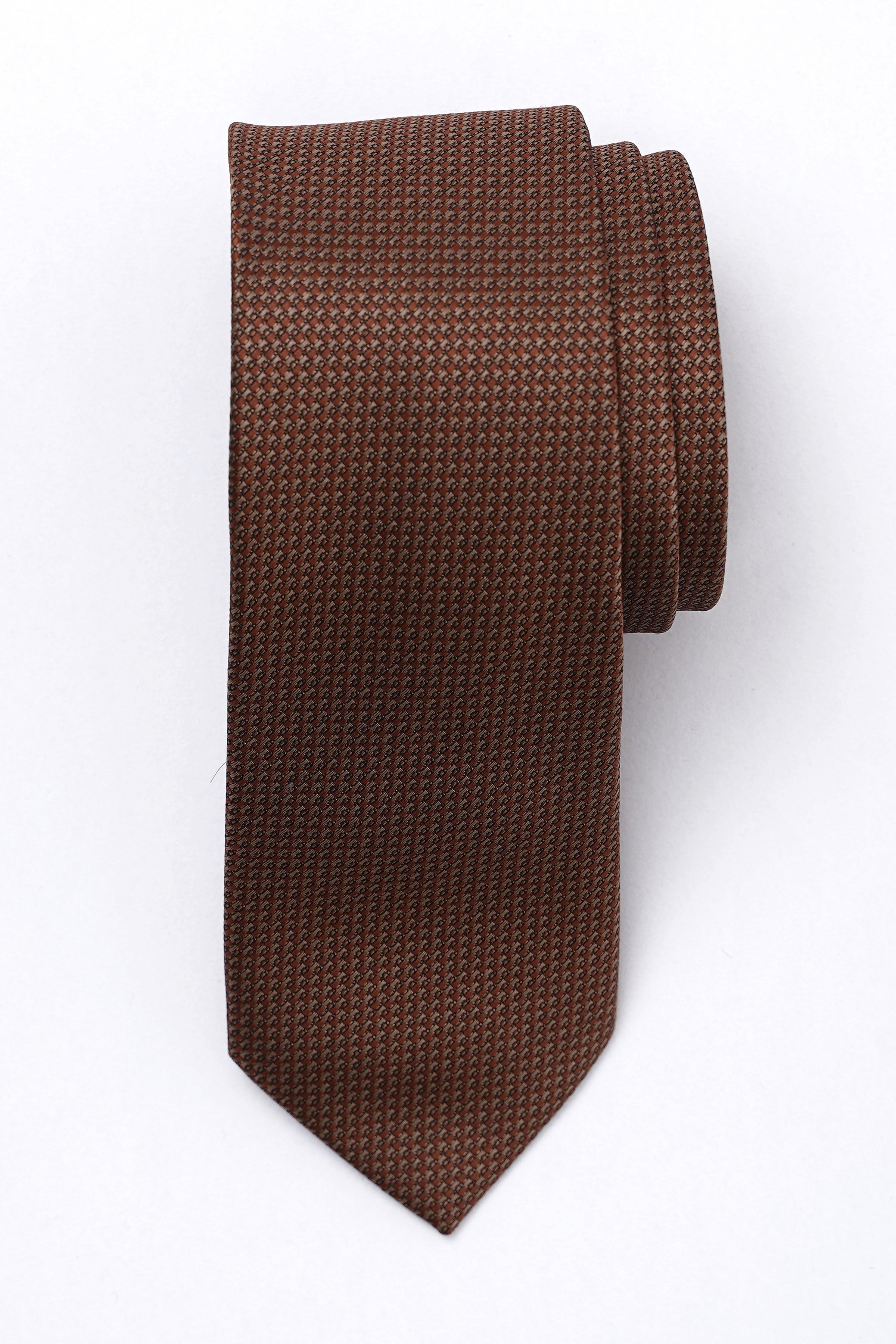 Brown micro-pattern tie, pointed end