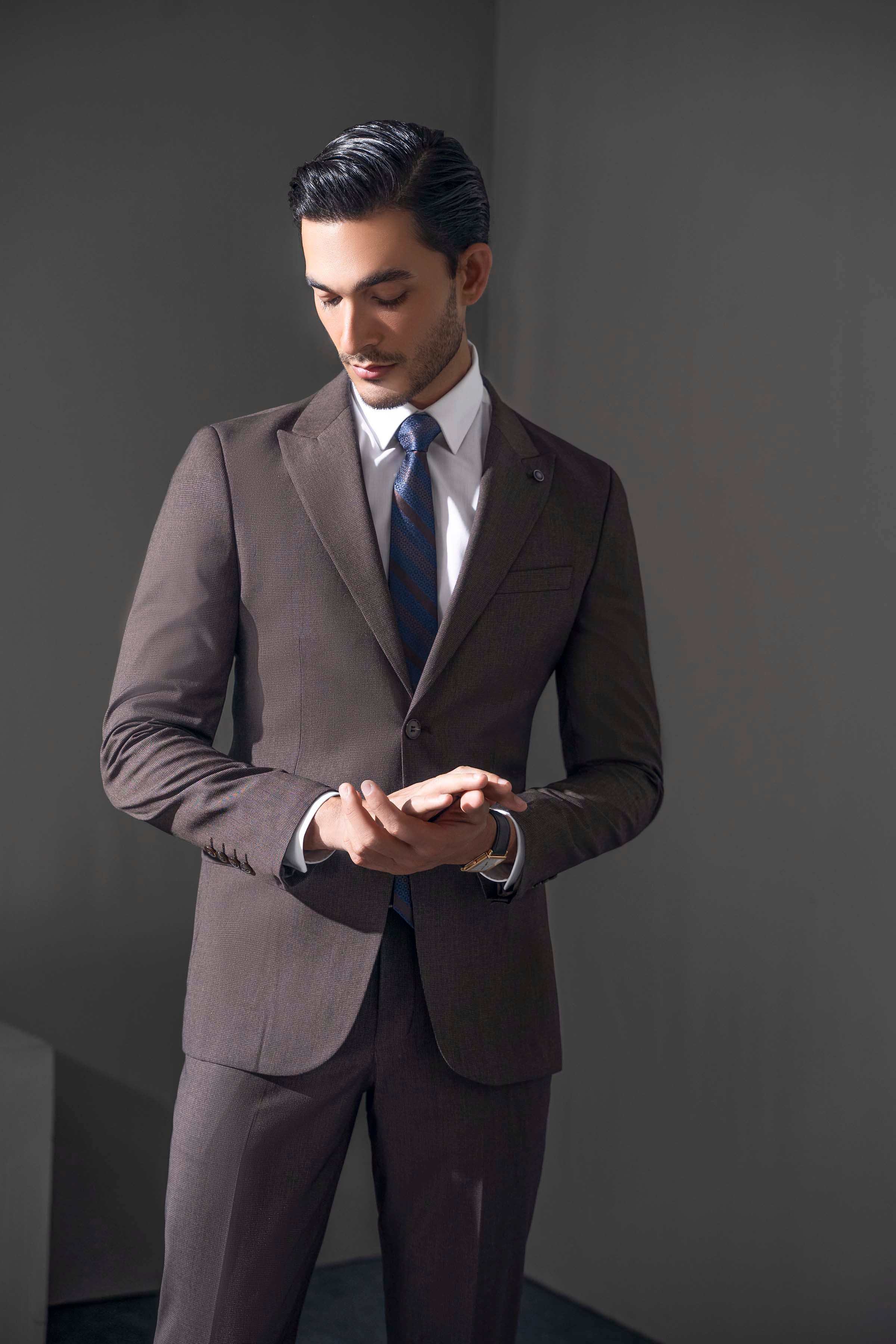 PREMIUM 2 PIECE SUIT BROWN at Charcoal Clothing