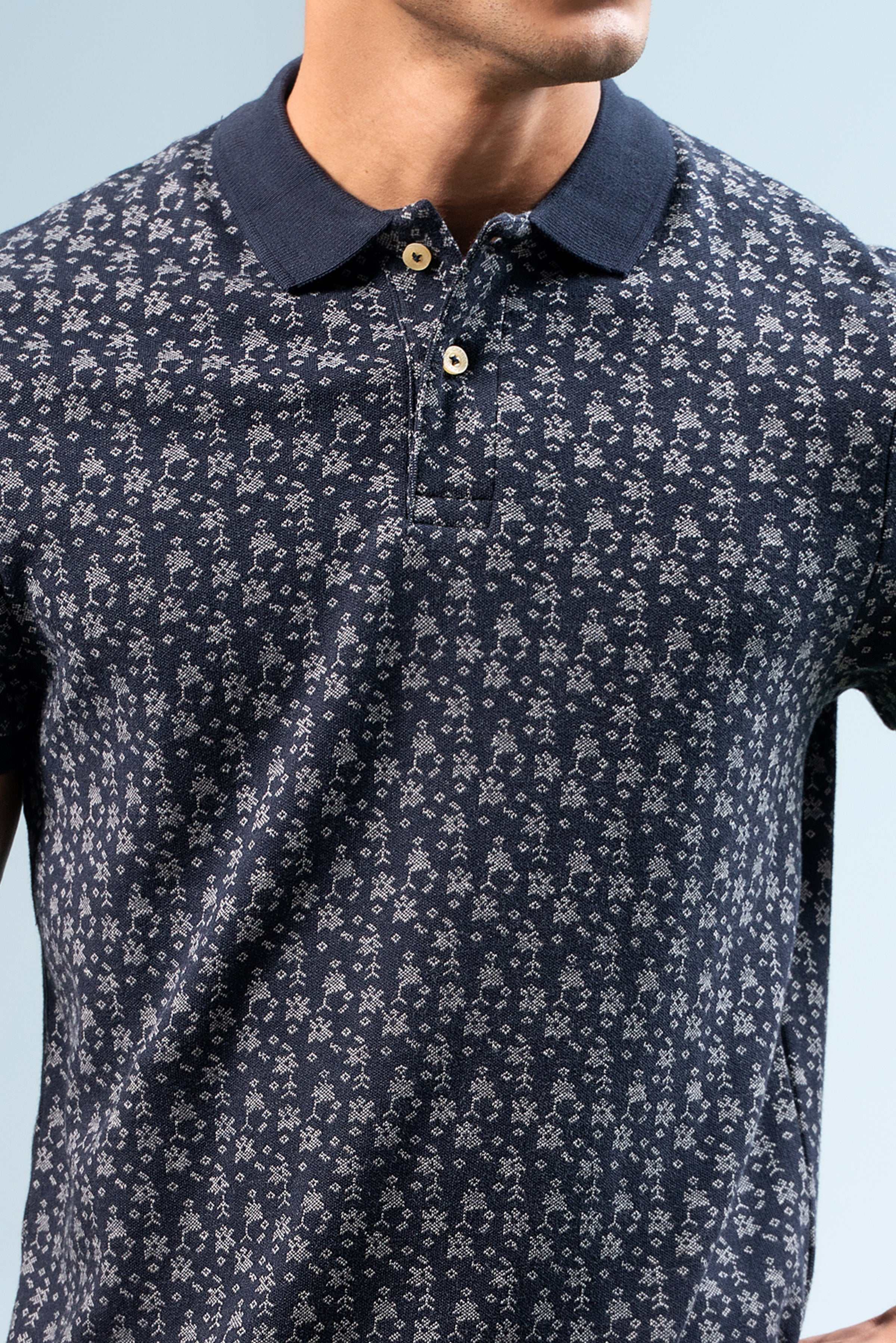 PRINTED POLO NAVY at Charcoal Clothing