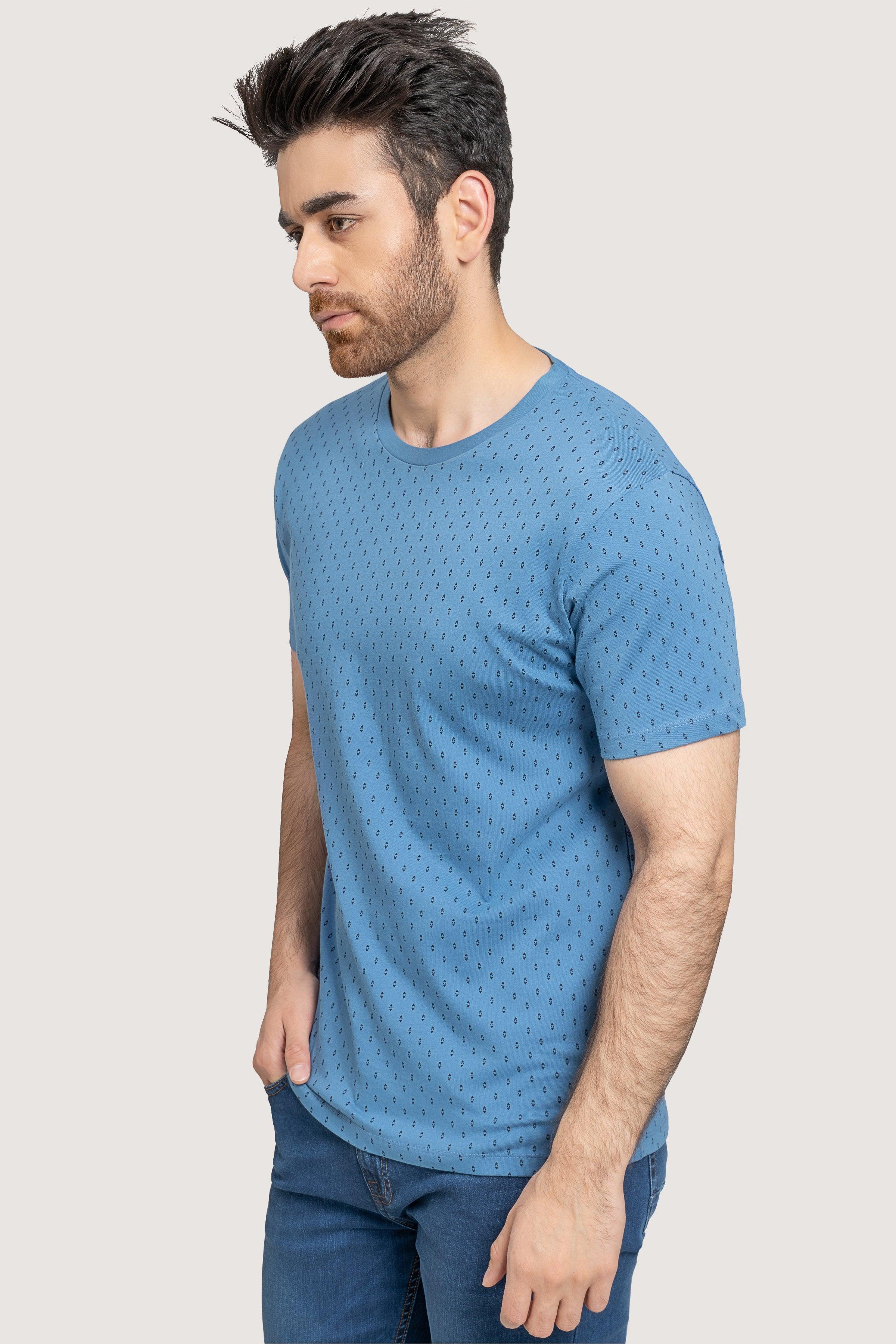PRINTED T SHIRT BLUE at Charcoal Clothing