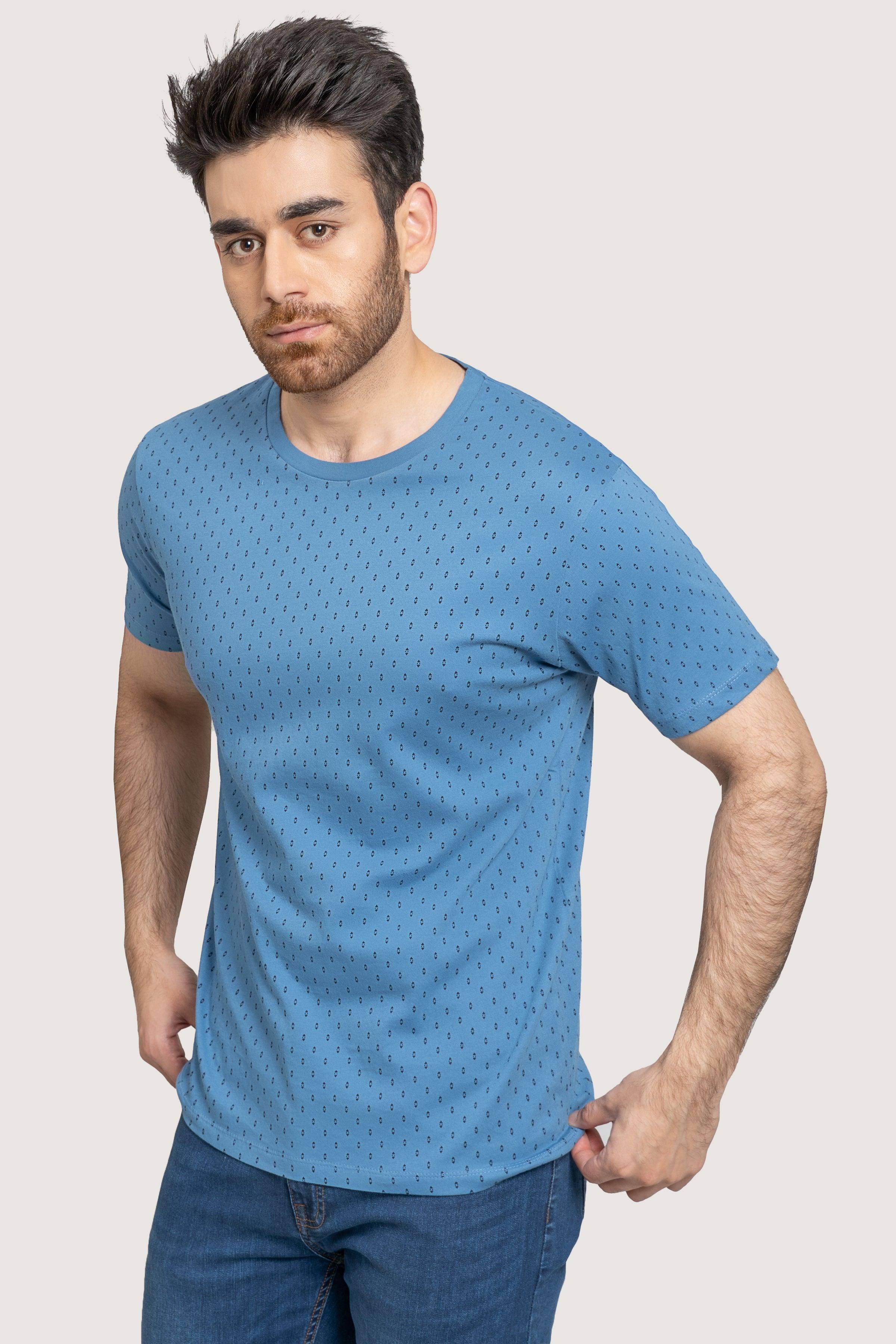 PRINTED T SHIRT BLUE at Charcoal Clothing