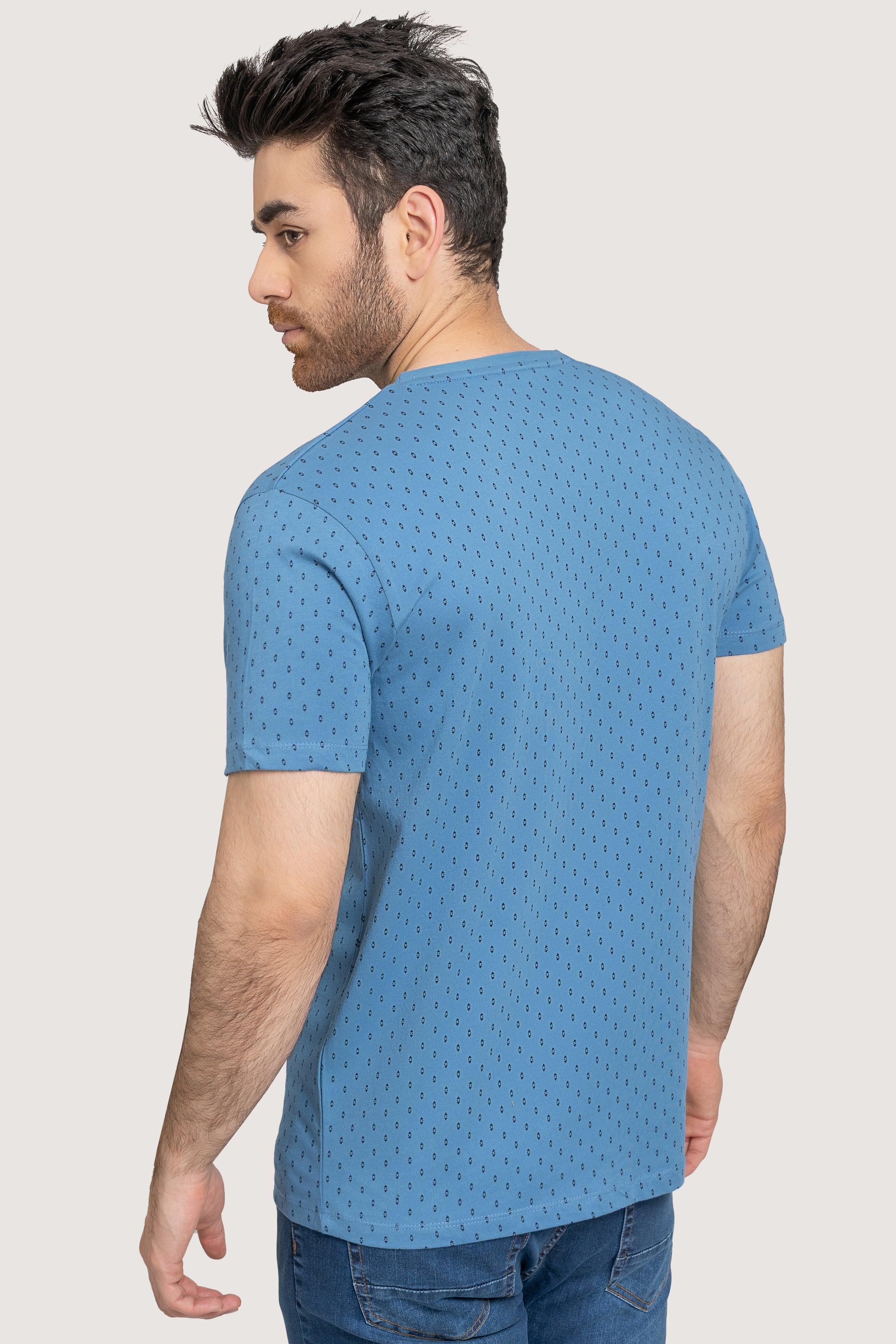 PRINTED T SHIRT BLUE at Charcoal Clothing