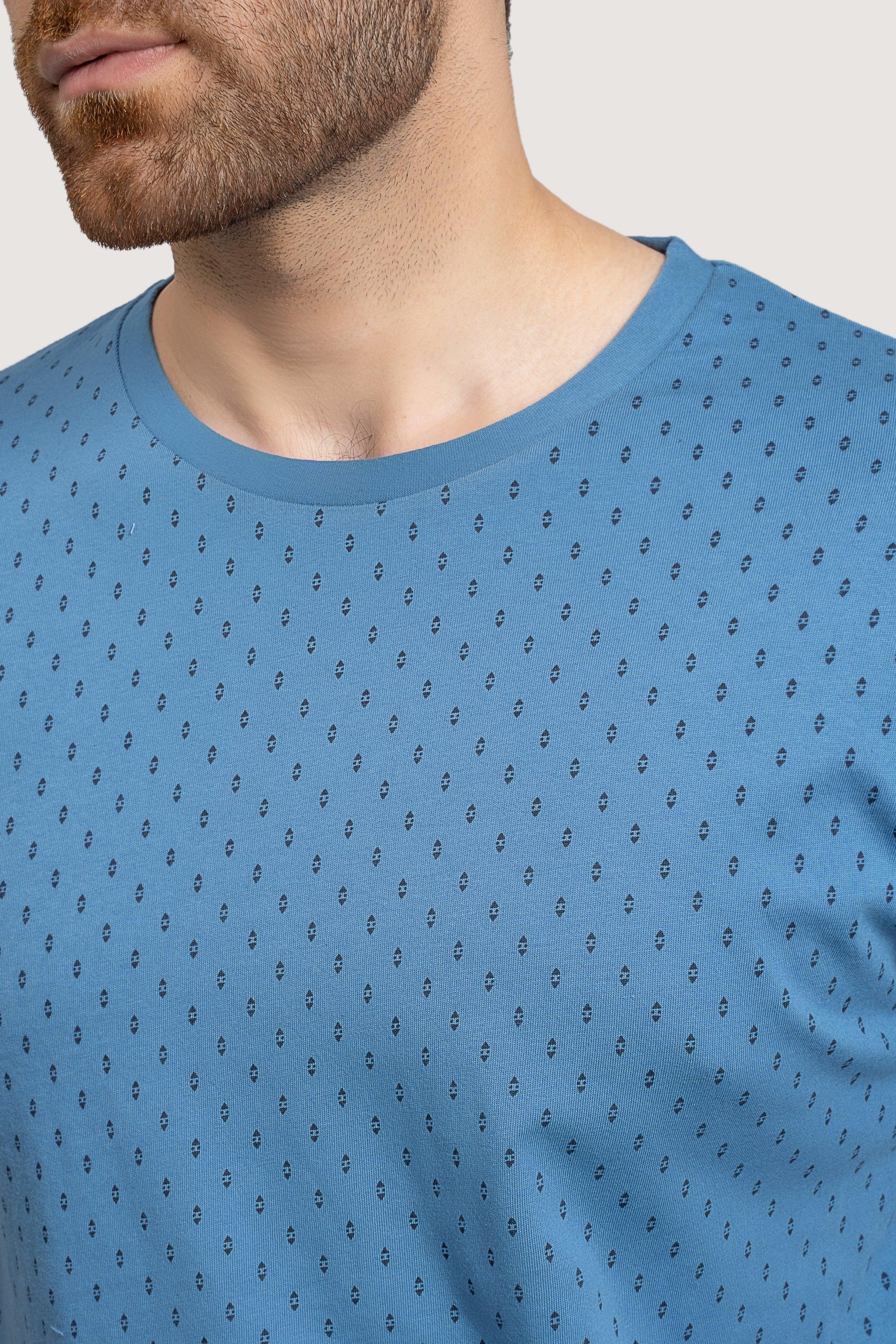 PRINTED T SHIRT BLUE at Charcoal Clothing