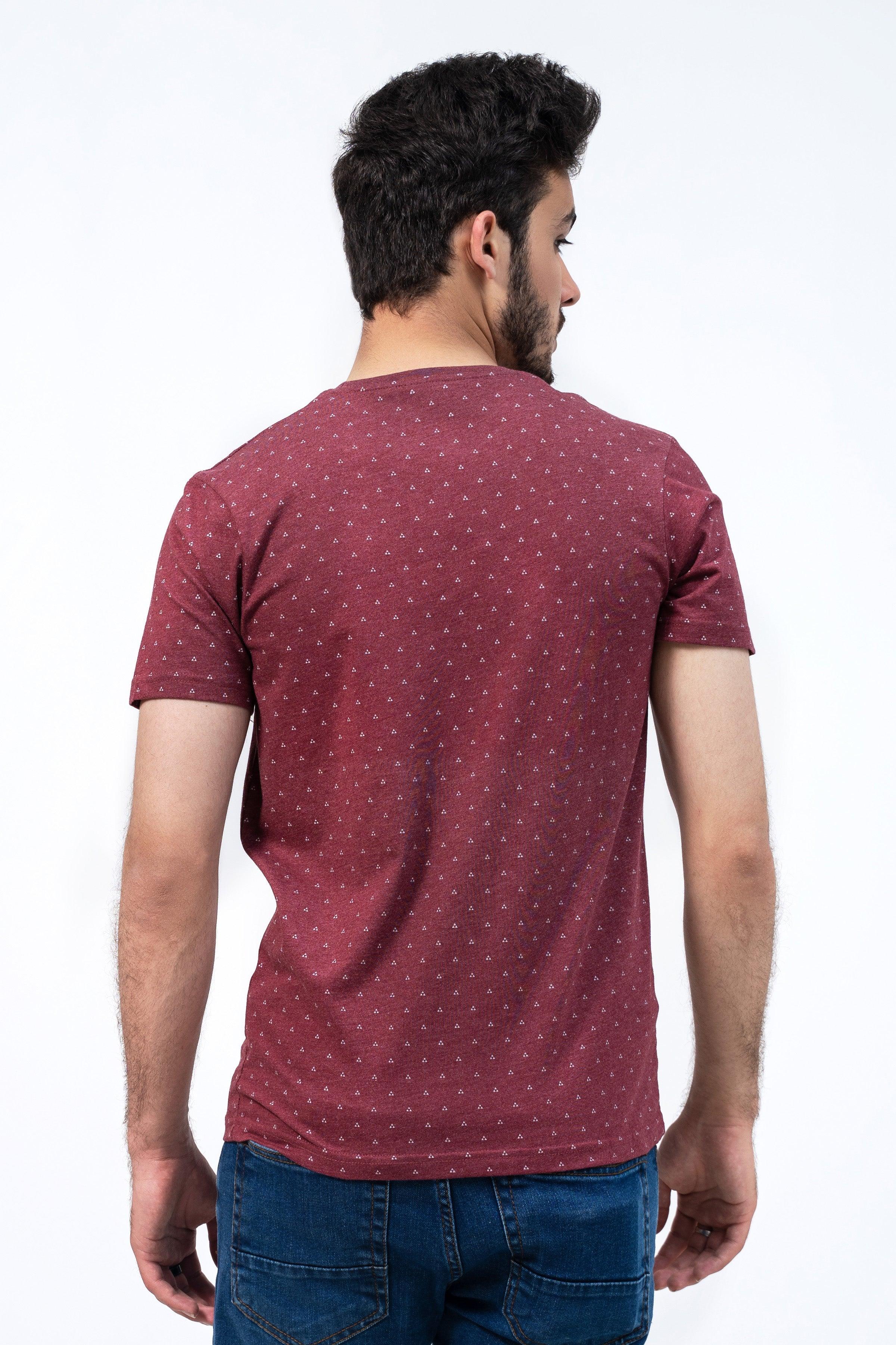 PRINTED T SHIRT MAROON at Charcoal Clothing