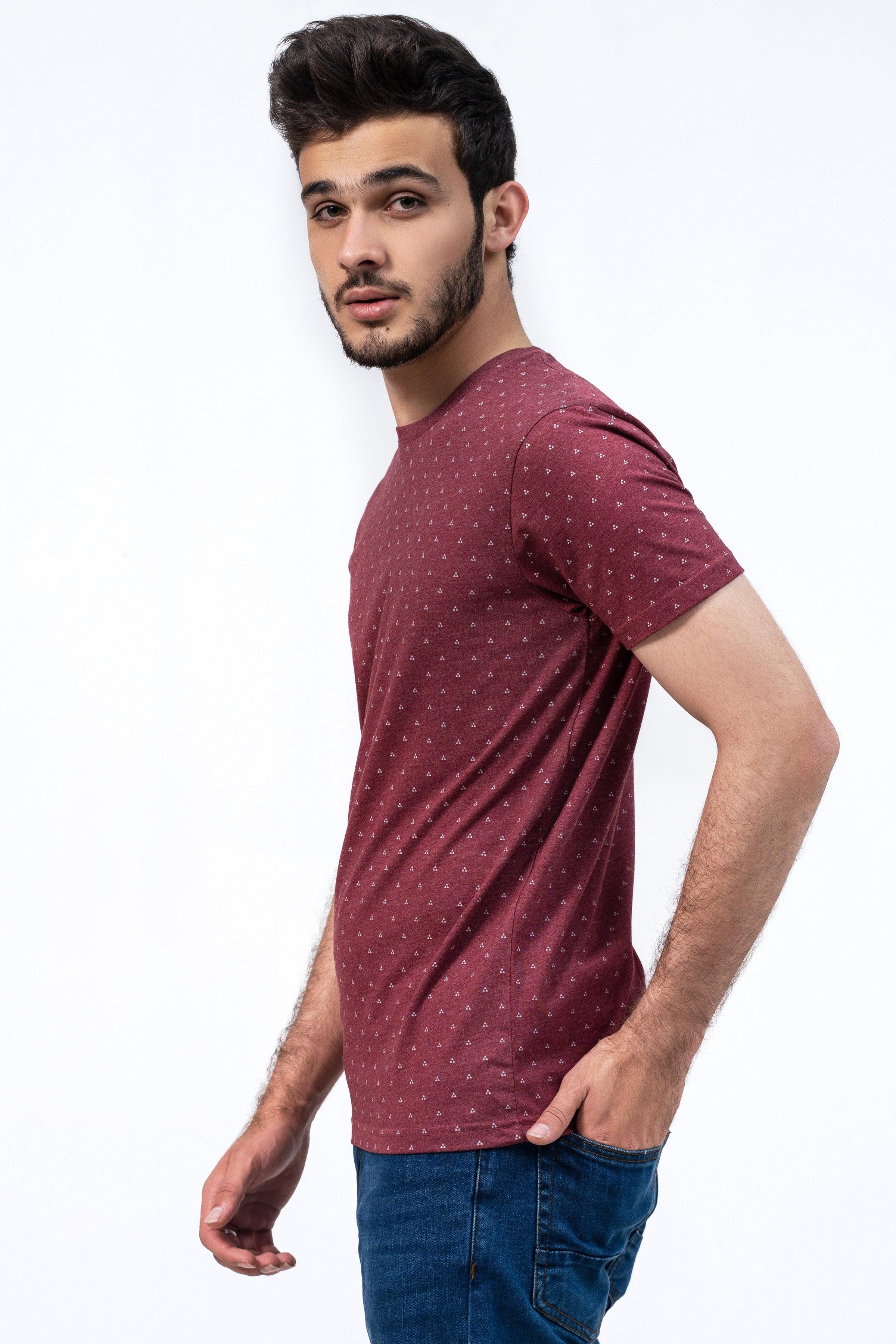 PRINTED T SHIRT MAROON at Charcoal Clothing