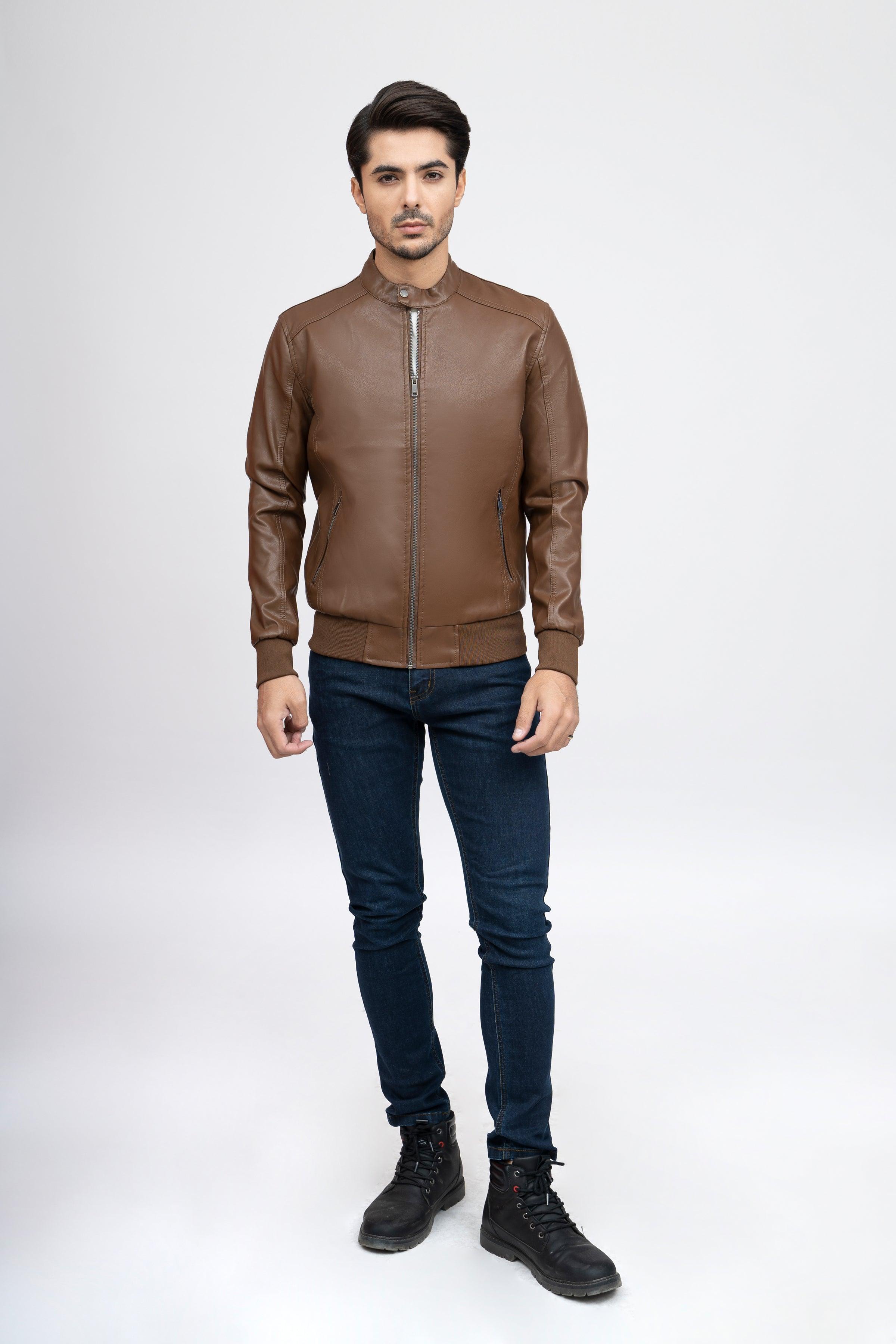 PU BAN JACKET F/S COFFEE BROWN at Charcoal Clothing