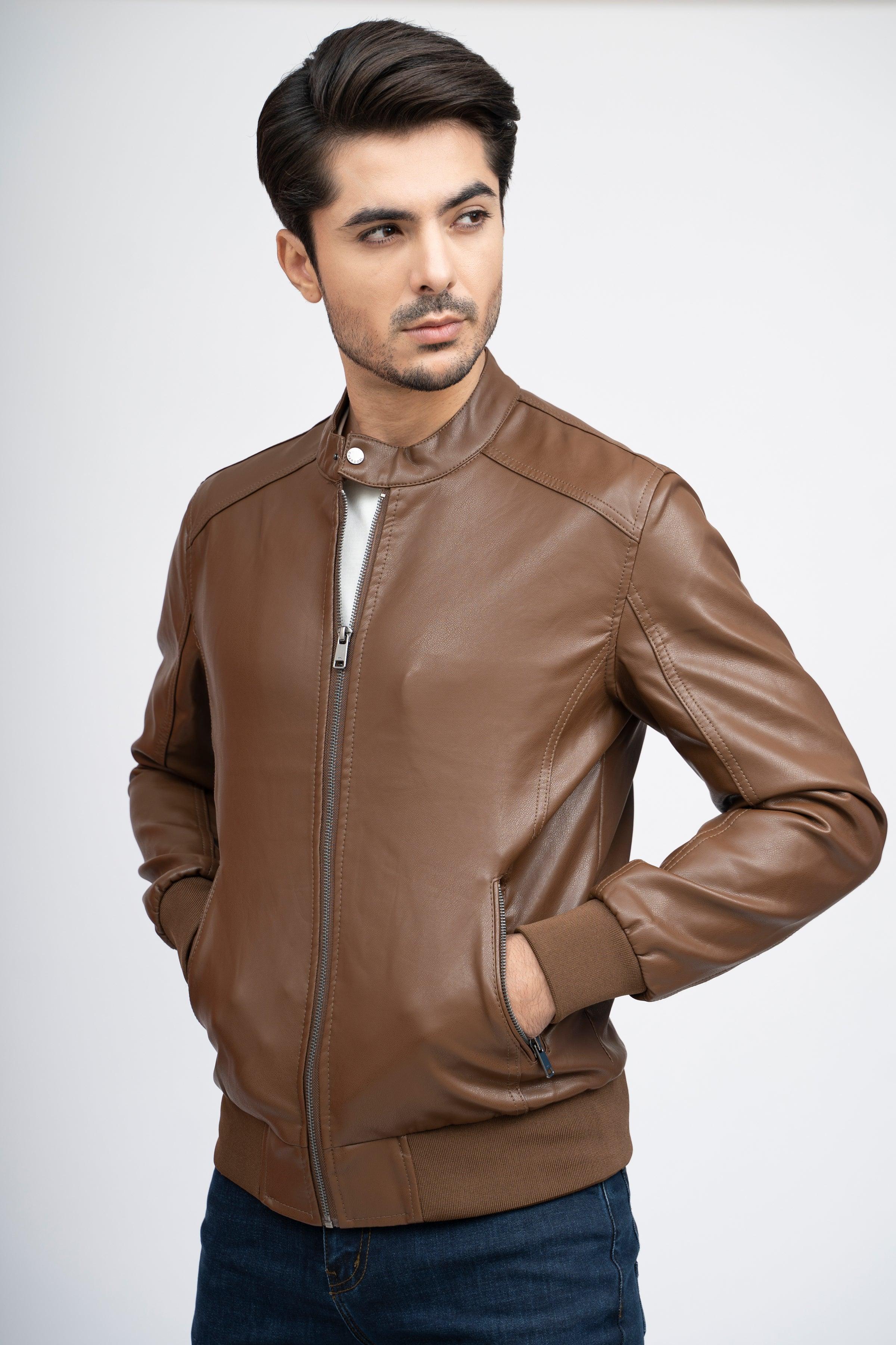 PU BAN JACKET F/S COFFEE BROWN at Charcoal Clothing