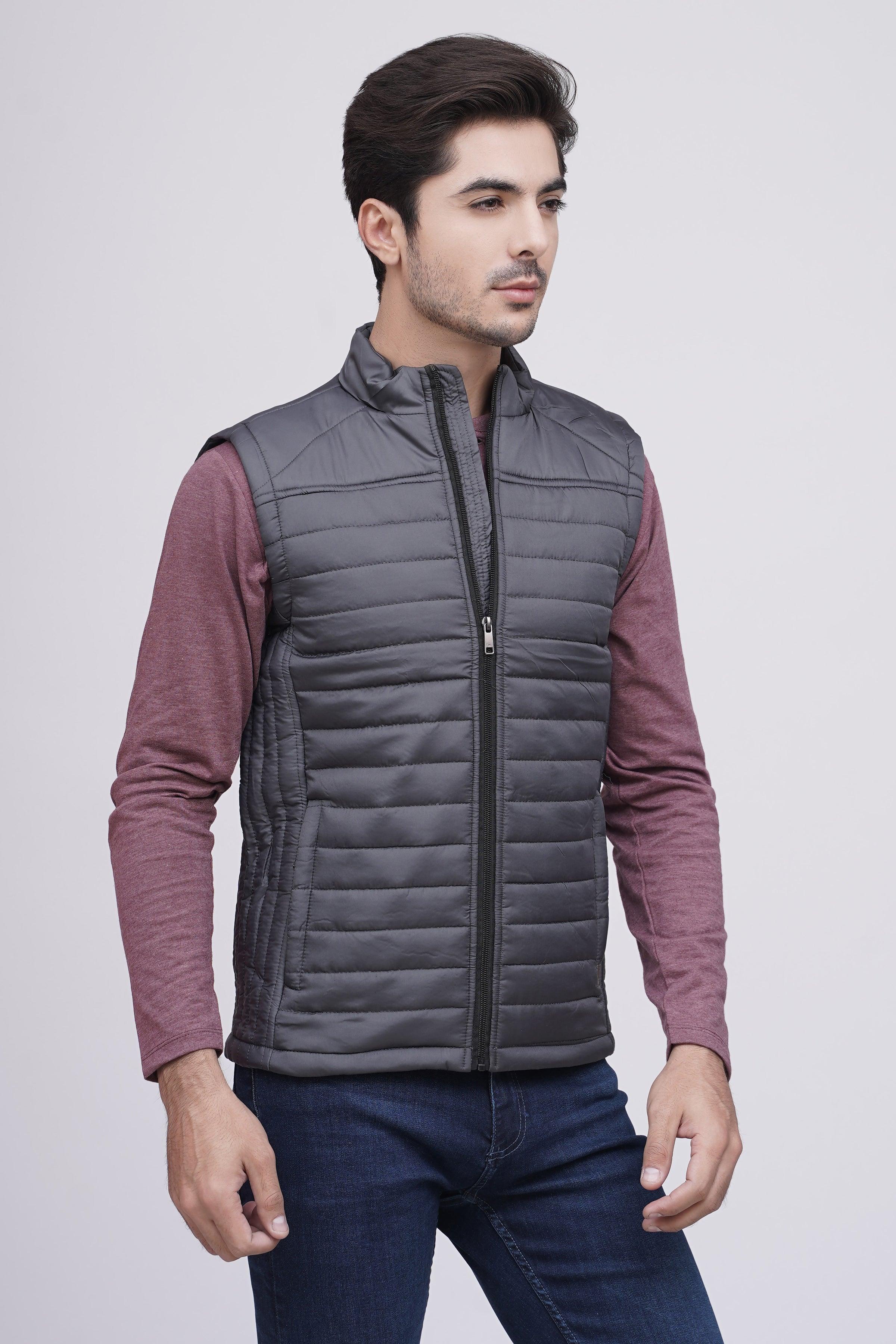 PUFFER JACKET S/L GREY at Charcoal Clothing