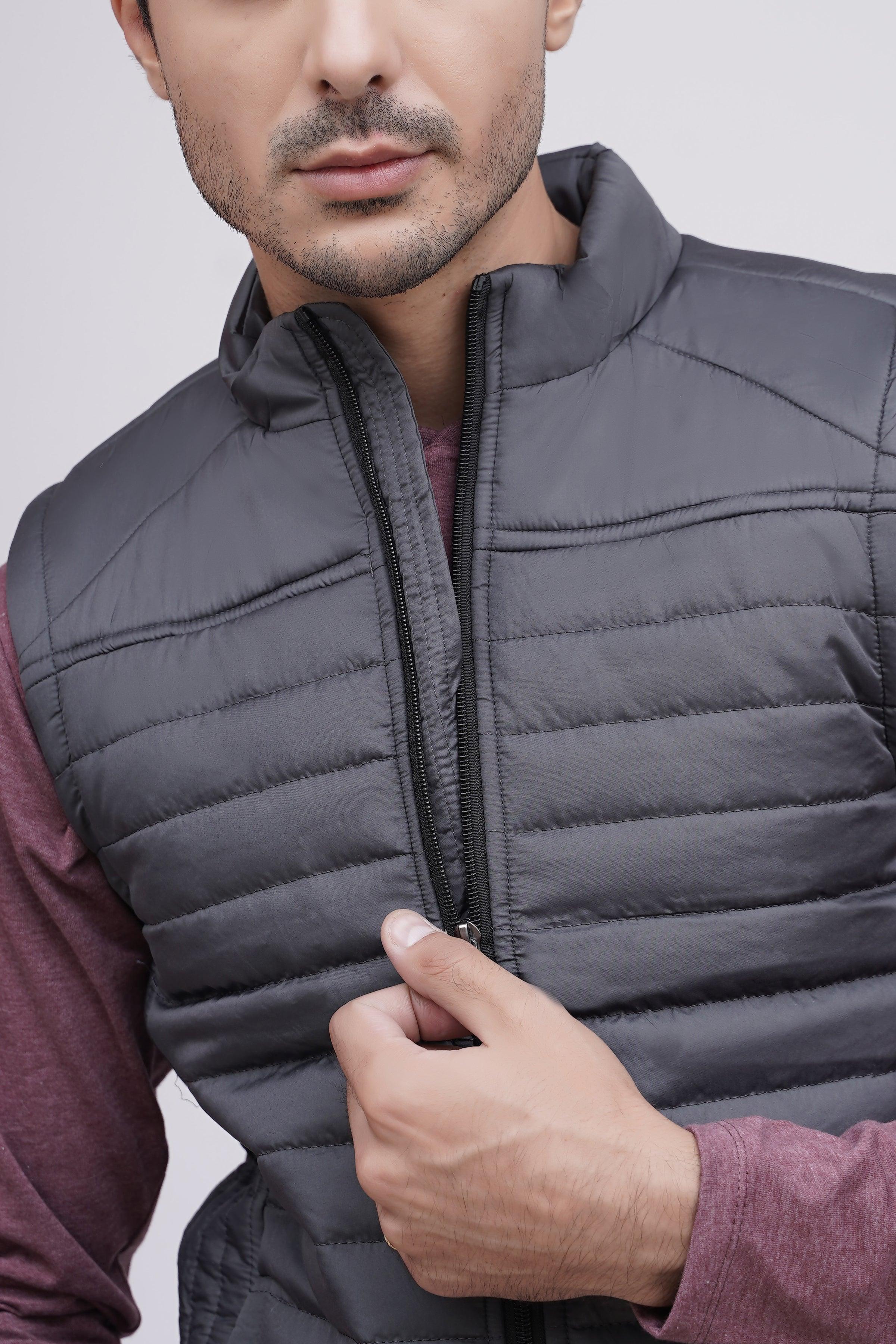 PUFFER JACKET S/L GREY at Charcoal Clothing