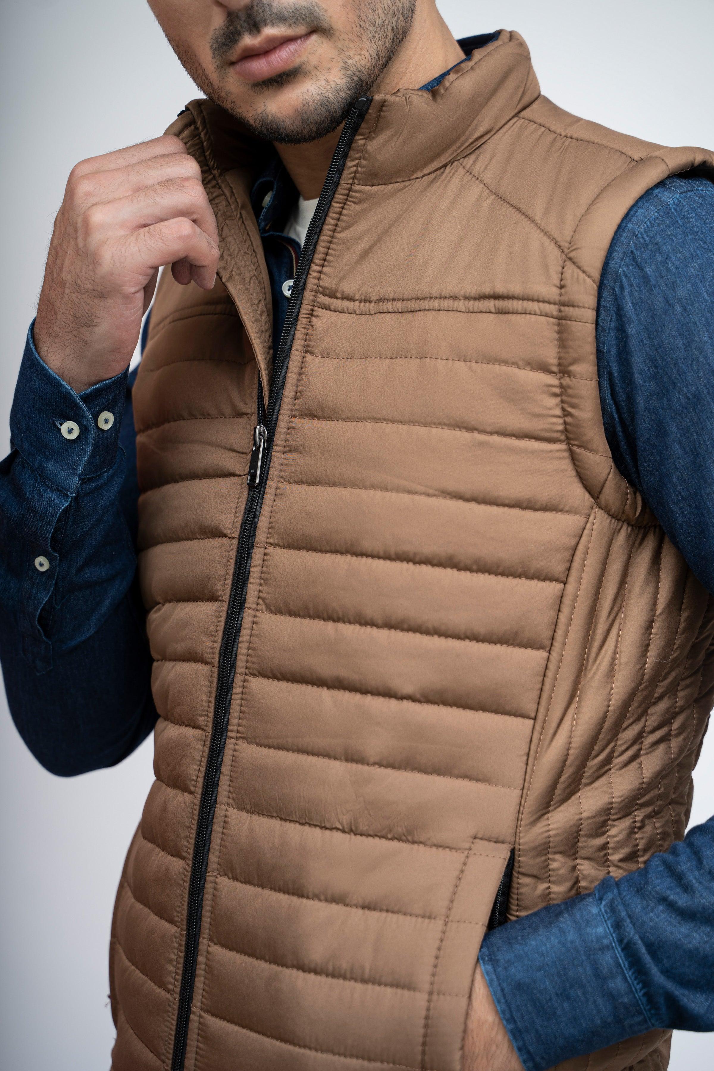 PUFFER JACKET S/L KHAKI at Charcoal Clothing