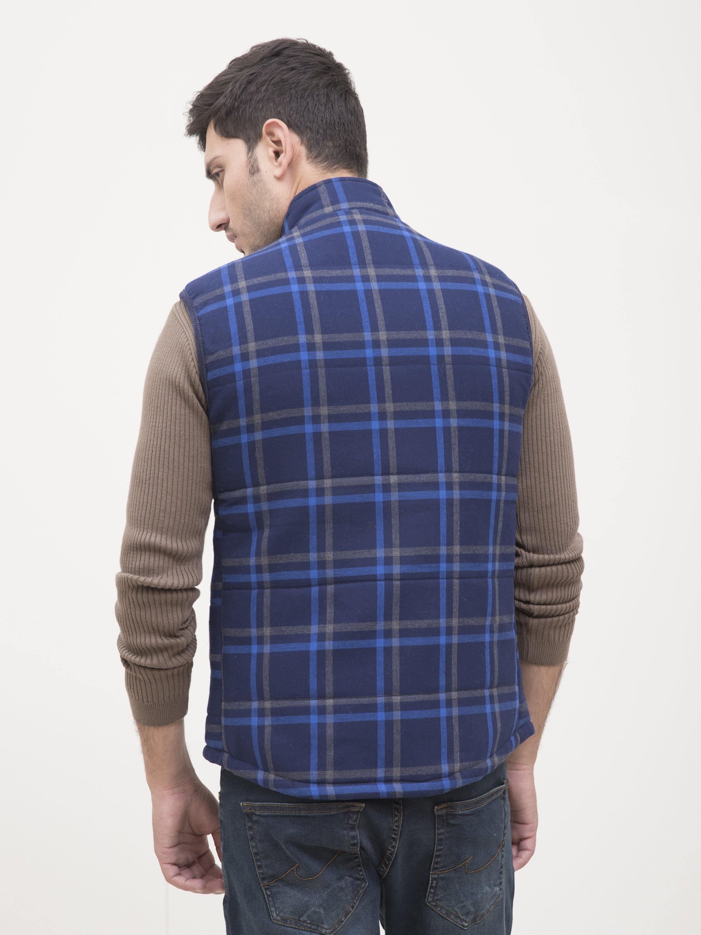 QUILTED JACKET FULL CHECK SLEEVELESS at Charcoal Clothing
