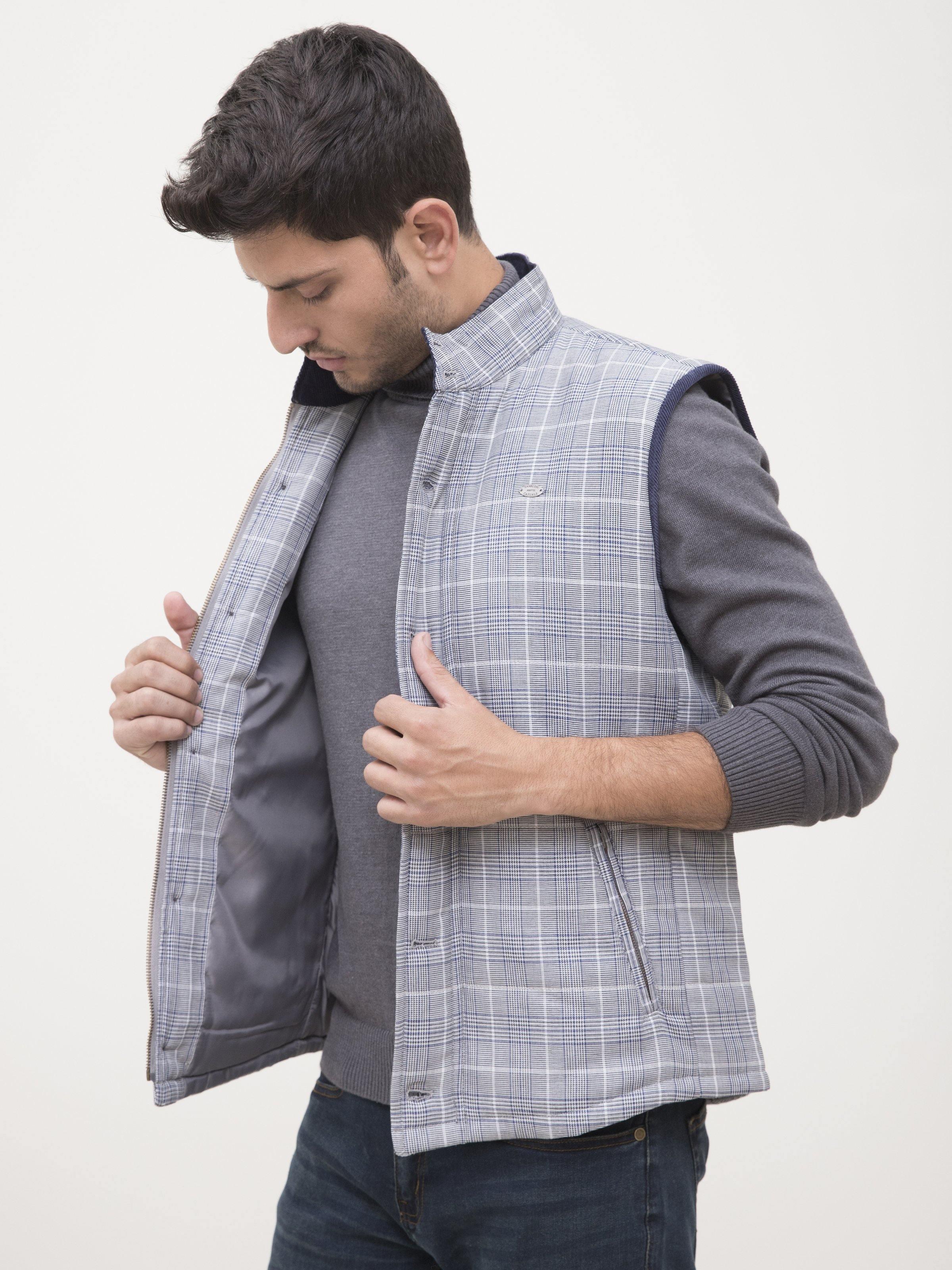 QUILTIED SLEEVELESS JACKET BLACK WHITE at Charcoal Clothing