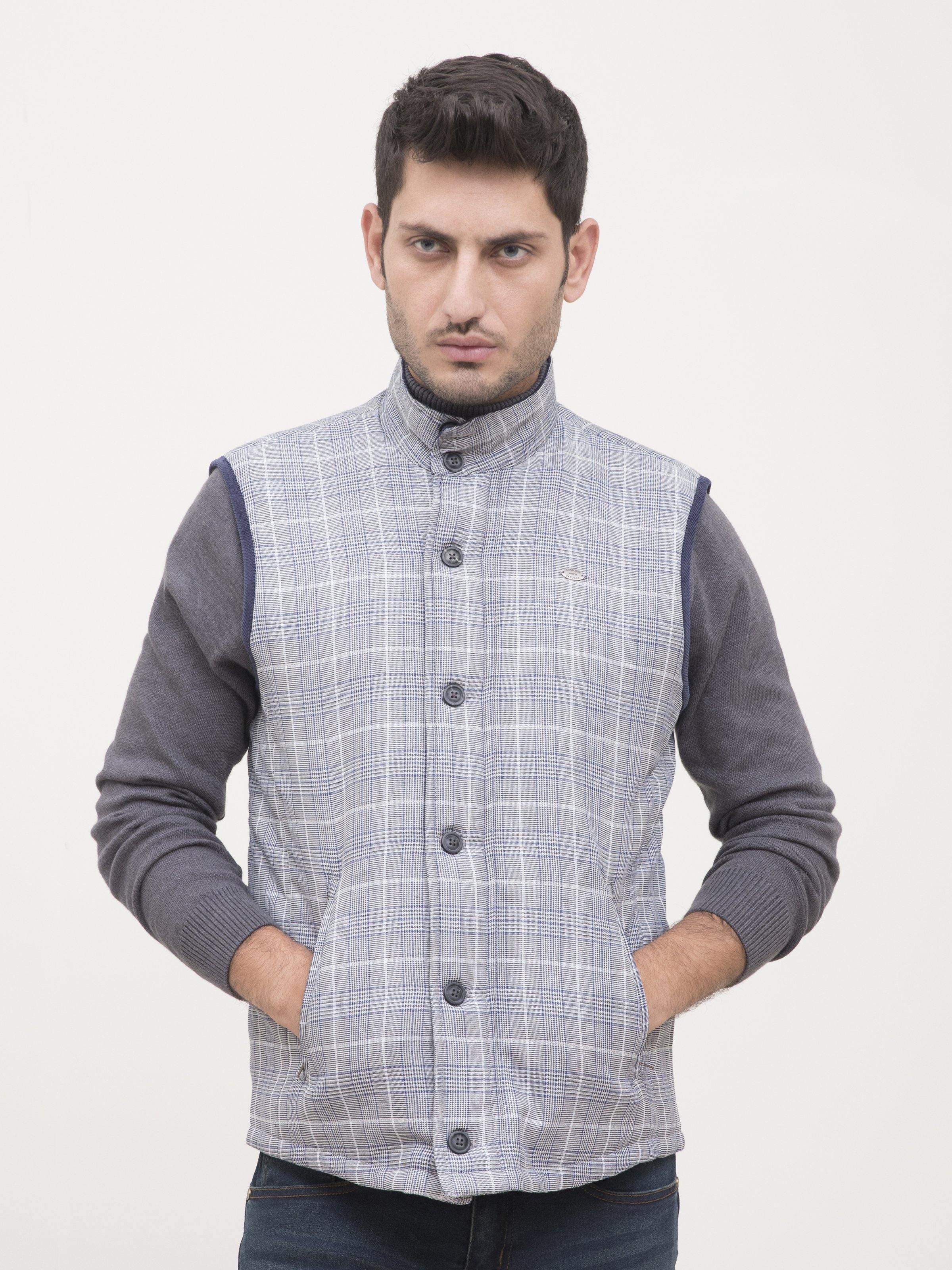 QUILTIED SLEEVELESS JACKET BLACK WHITE at Charcoal Clothing